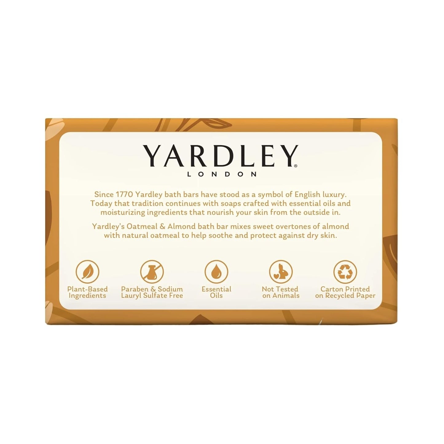 Yardley London Oatmeal & Almond Bath Bar - Naturally Moisturizing | 4 oz (Pack of 10)