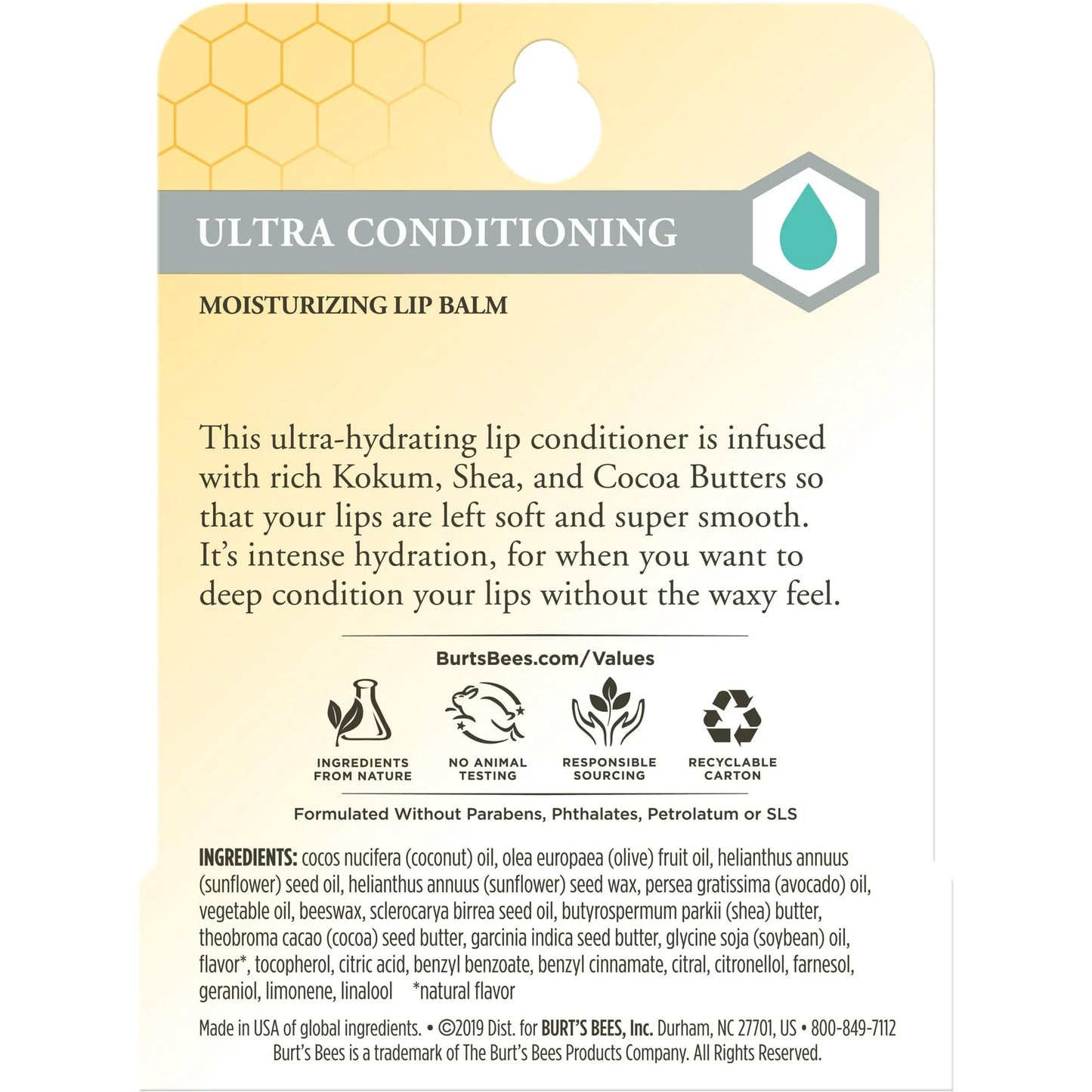 Burt's Bees Lip Balm, Ultra Conditioning with Kokum Butter, 0.15 oz (Pack of 6)