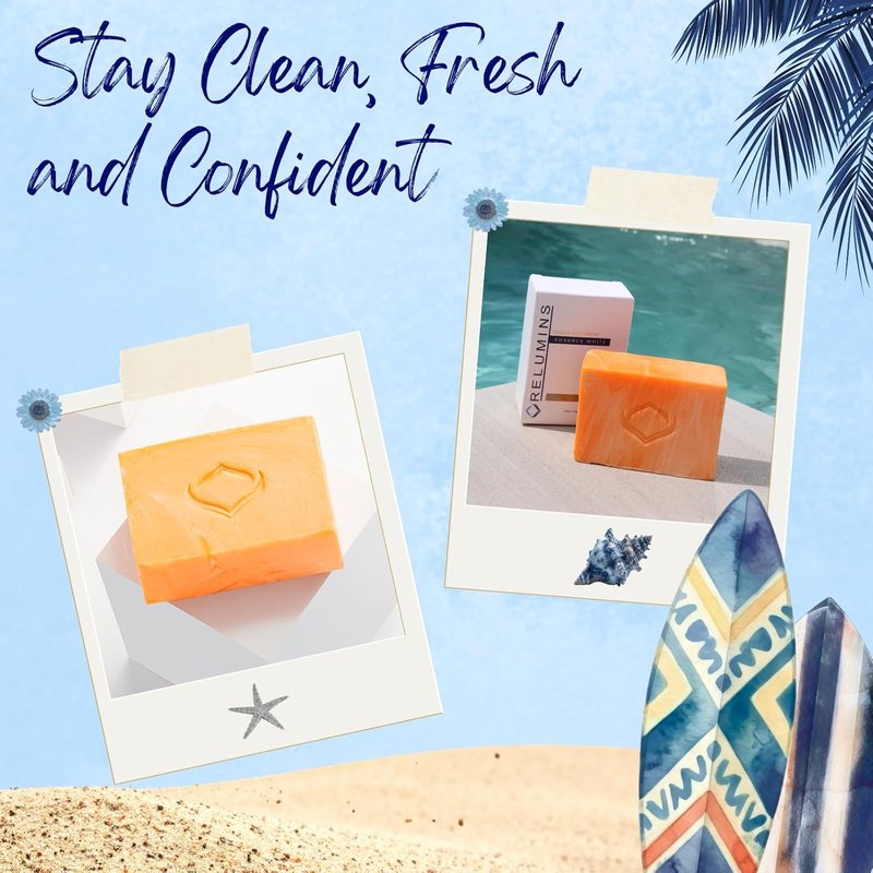 Relumins Triple Glow Bar Soap - Deep-Cleansing Plant-Based Skincare | Exfoliating & Skin-Smoothing - 135g x 3 Bars
