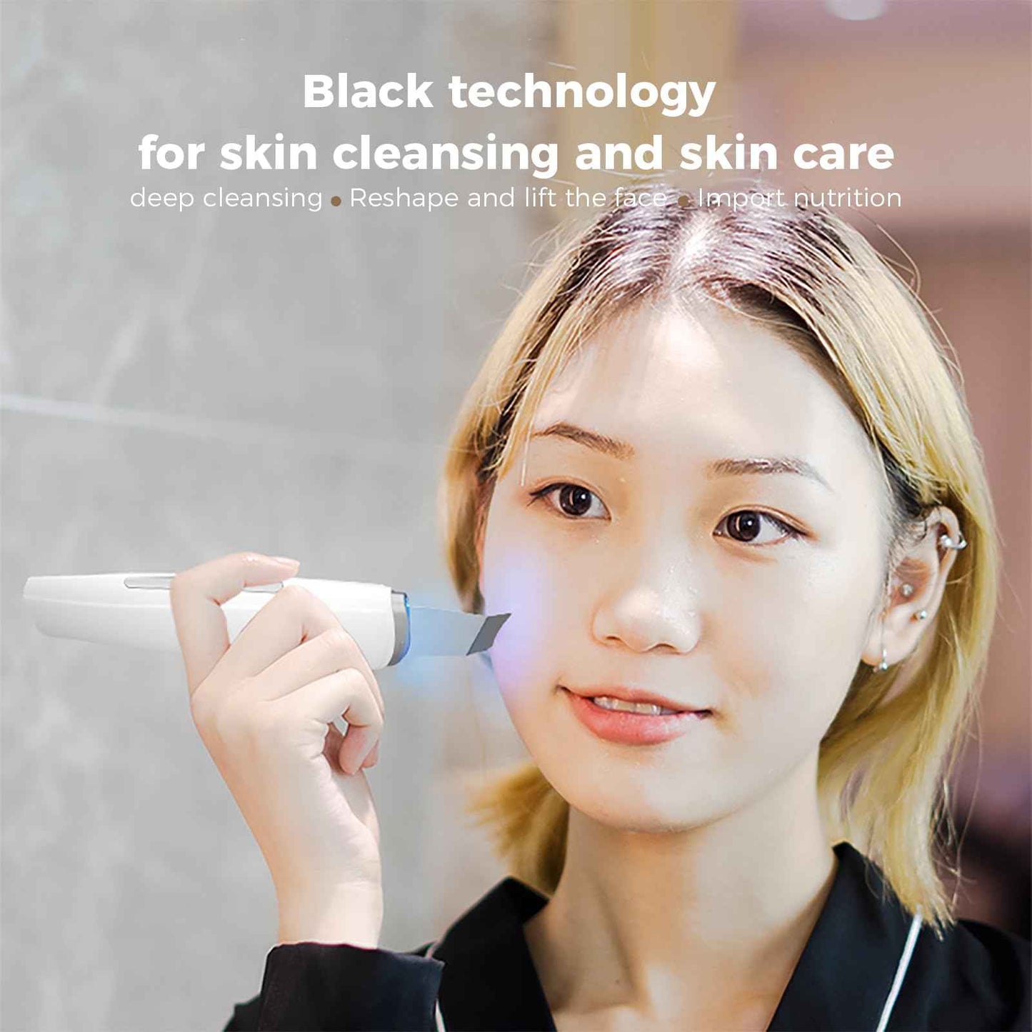 New Skin Face Spatula,Skin Scrubber Face Spatula - Skin Spatula Blackhead Remover Pore Cleaner with 3 Modes，Skin Cleaning Protection-Wet Your face Before use