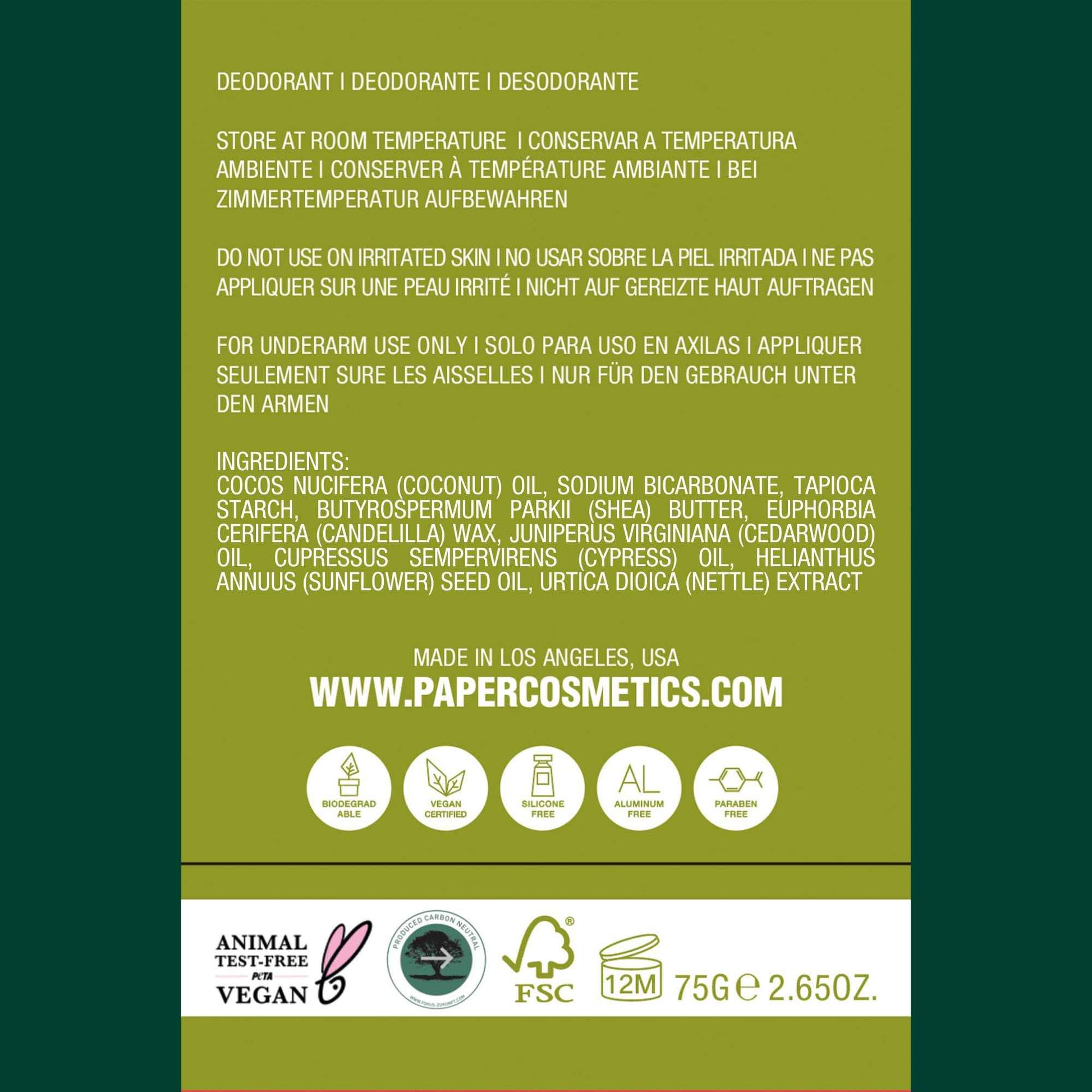 PAPR - Nature Powered, Clinically Proven, All Natural Deodorant in Zero Waste Paper Packaging (Coastal Forest)