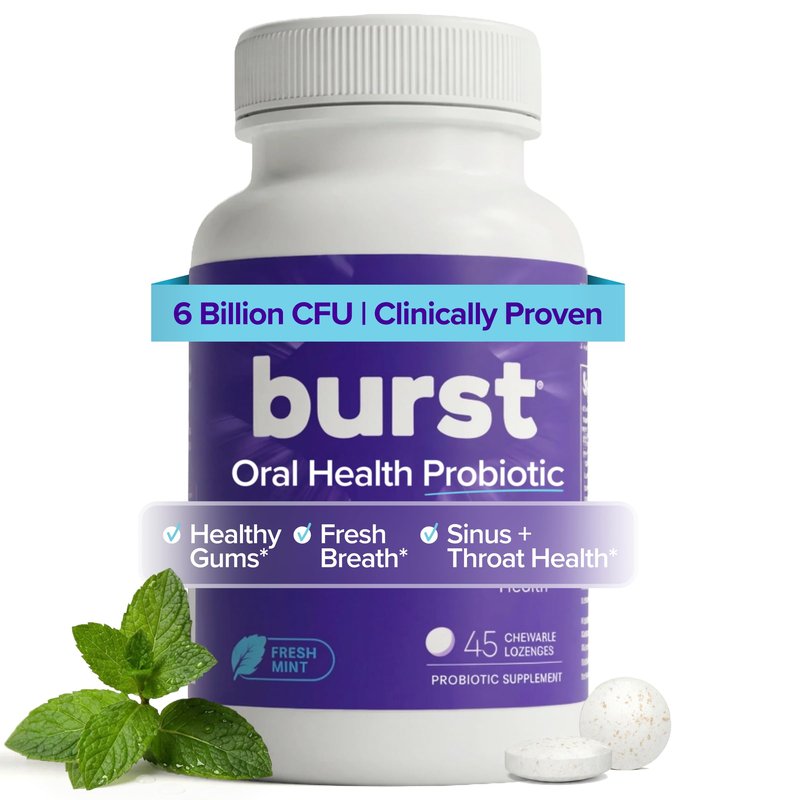 Burst Dental Probiotics (45 Count) | Oral Probiotics for Teeth and Gums | Immune System & Sinus Support | Promotes Upper Respiratory & Oral Health | Bad Breath Treatment for Adults | Made in the USA