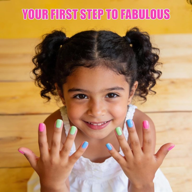 Barbie Non-Toxic Peel-Off Nail Polish Set for Kids - Safe Water-Based Formula | Includes Nail Dryer, Ages 3+