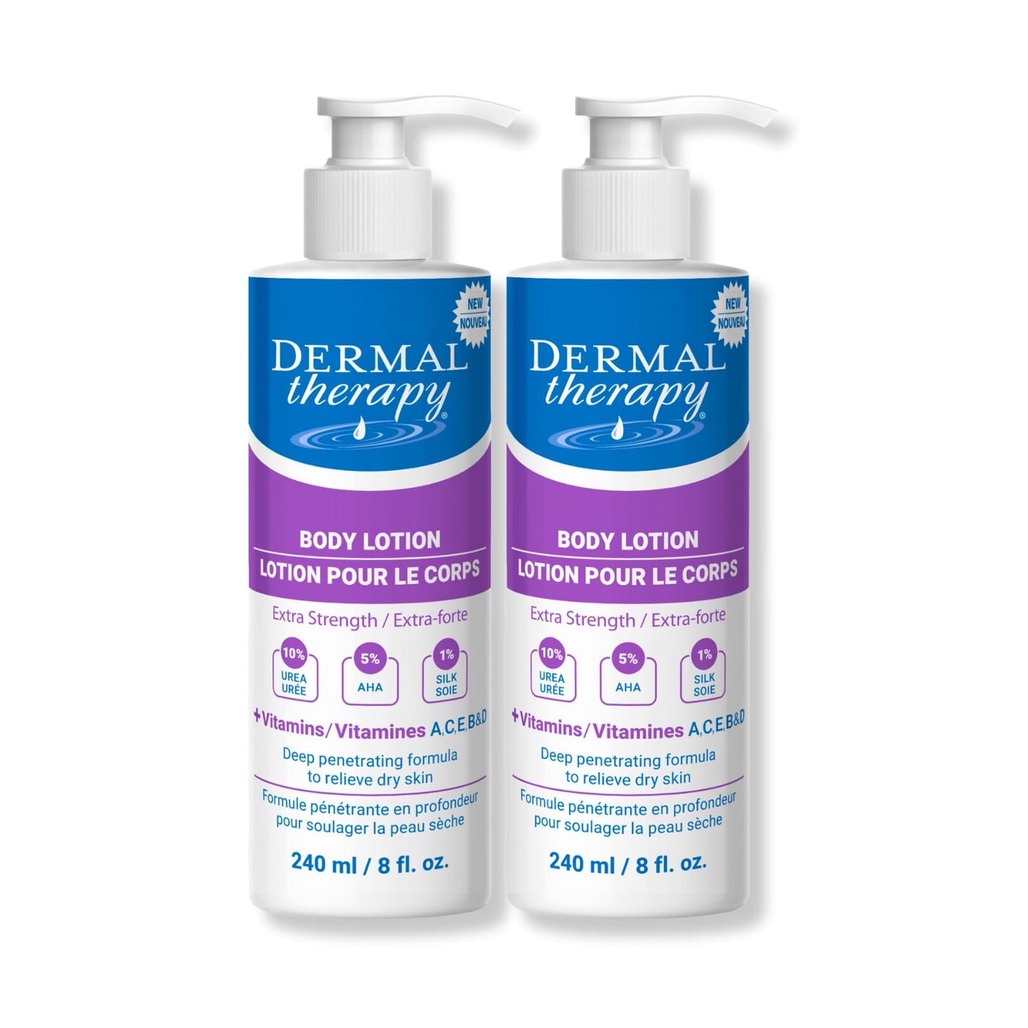 Dermal Therapy Extra Strength Body Lotion – Hydrating Formula with 10% Urea and 5% Alpha Hydroxy Acids | Helps Smooth and Moisturize Dry Skin | 8 fl oz (2-Pack)