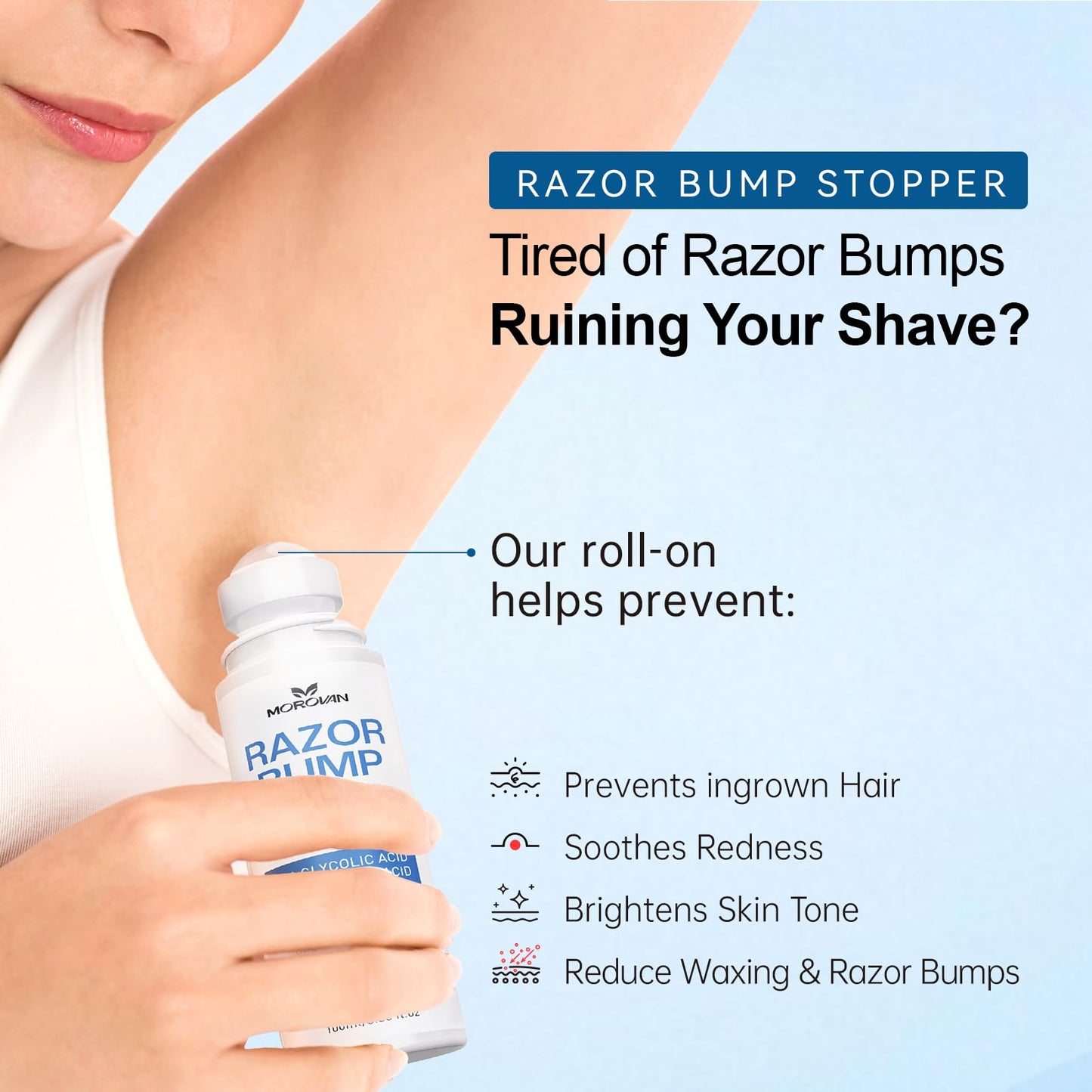 Razor Bumps Ingrown Hair Treatment: 3.38fl.oz Smoothing Solution for Body, Beard & Bikini Area Post Waxing After Shaving Serum for Ingrown Hair & Razor Burn - Women & Men