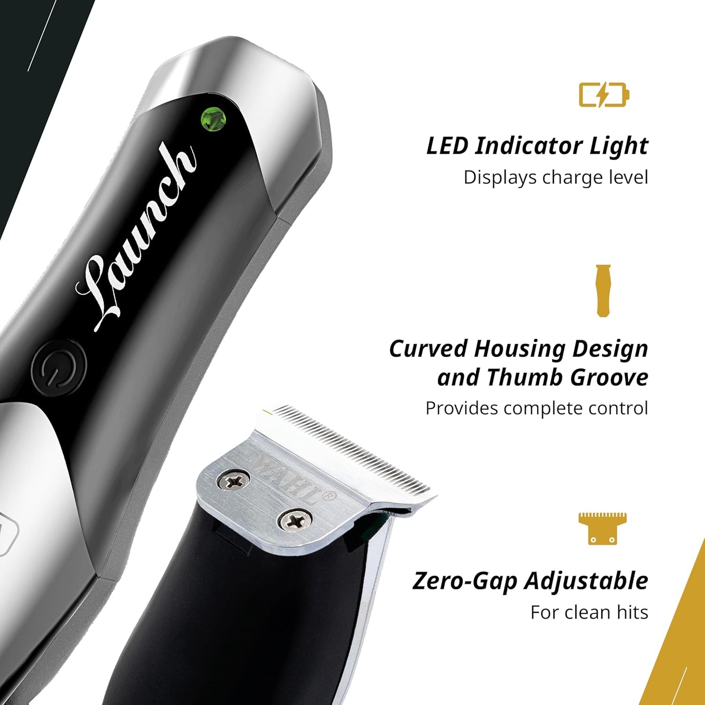 Wahl Professional Trimmer - Cordless Compact 6000 RPM Rotary Motor | Wide Detachable T-Blade, 2-Hour Runtime