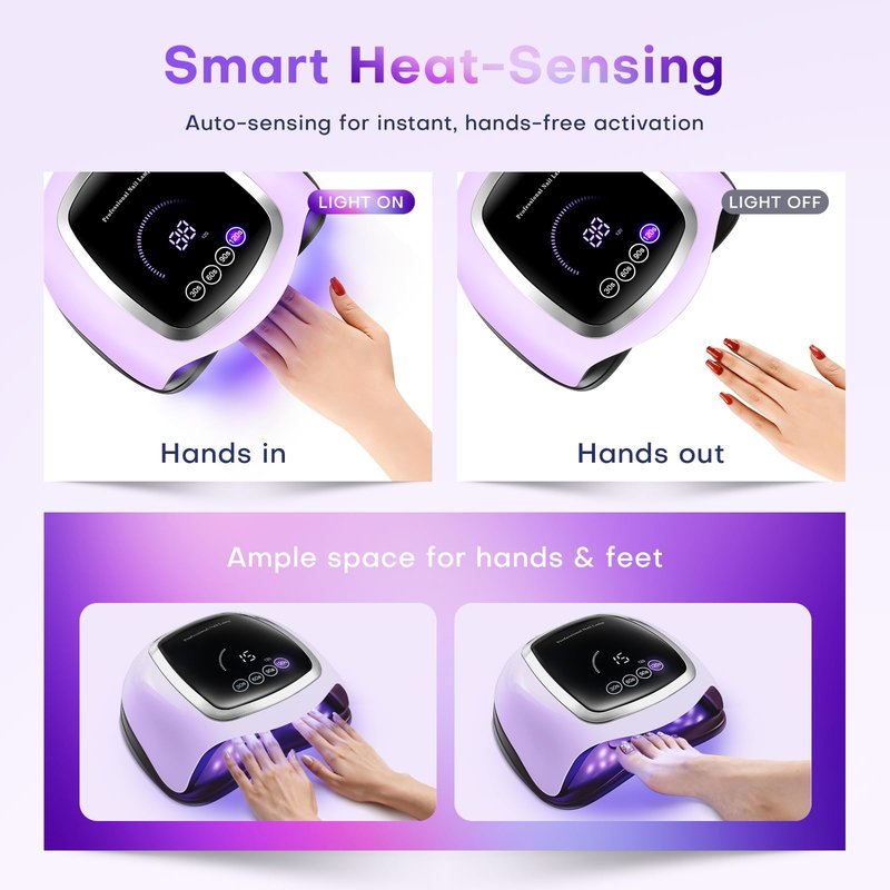 UV LED Nail Lamp, Gugusure 168W Nail Curing Lamps for Home & Salon, Led Nail Dryer for Gel Polish with Automatic Sensor/4 Timer Setting, Professional Nail Art Tools for Fingernail and Toenail Nail