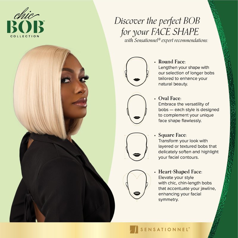 Sensationnel Chicbob Lace Frontwig - Bob Unit 2 Face Framing Glueless Wig Wide 5 Inch Deep Part Synthetic Preplucked Hairline (LIGHTASHBLONDE)