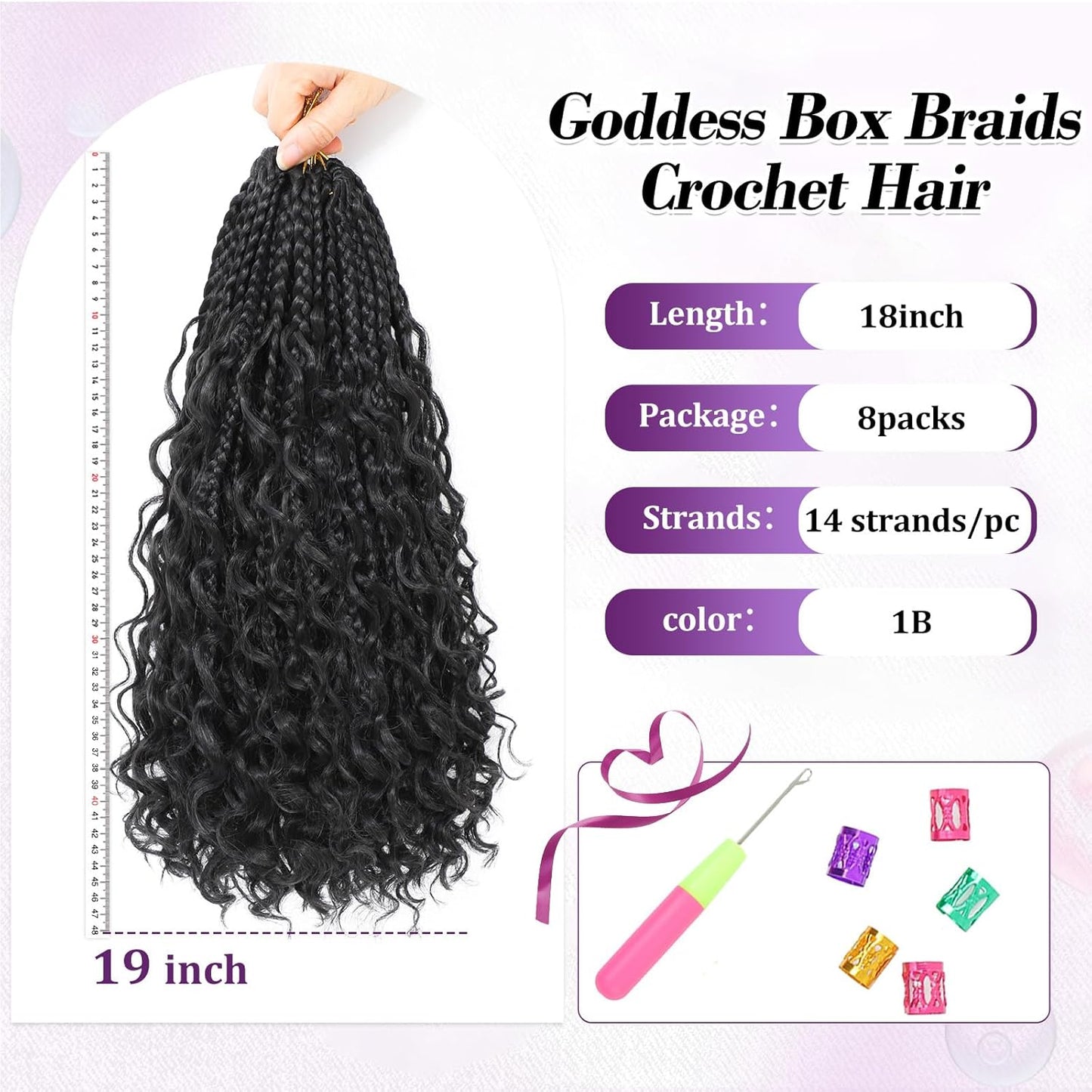 Boho Crochet Braids - 18 Inch Pre-Looped Goddess Box Braids | Curly Ends for Black Women