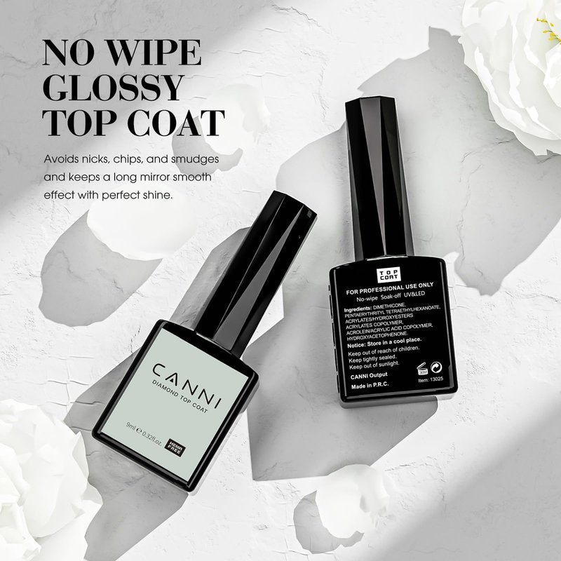 CANNI Top Coat Gel Nail Polish, High Gloss Soak Off U V Gel Nail Top Coat For French Nail Manicure Salon DIY