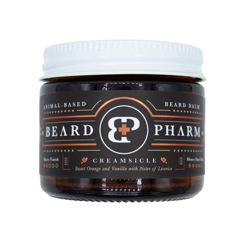 BeardPharm™ Premium Animal Based Beard Balm for Conditioning, Hold, and Control - Handcrafted with Tallow & Lanolin - Long-Lasting Scent - Non-Greasy Formula - No Industrial Seed Oils (Creamsicle)