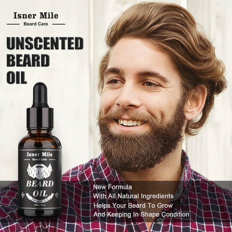 Isner Mile Beard Grooming Kit for Men Care: with Beard Oil Balm Wash Brush Comb & Straight Razor, Birthday Valentines Fathers Gifts for Men Him Boyfriend Husband Coworker, Christmas Stocking Stuffers