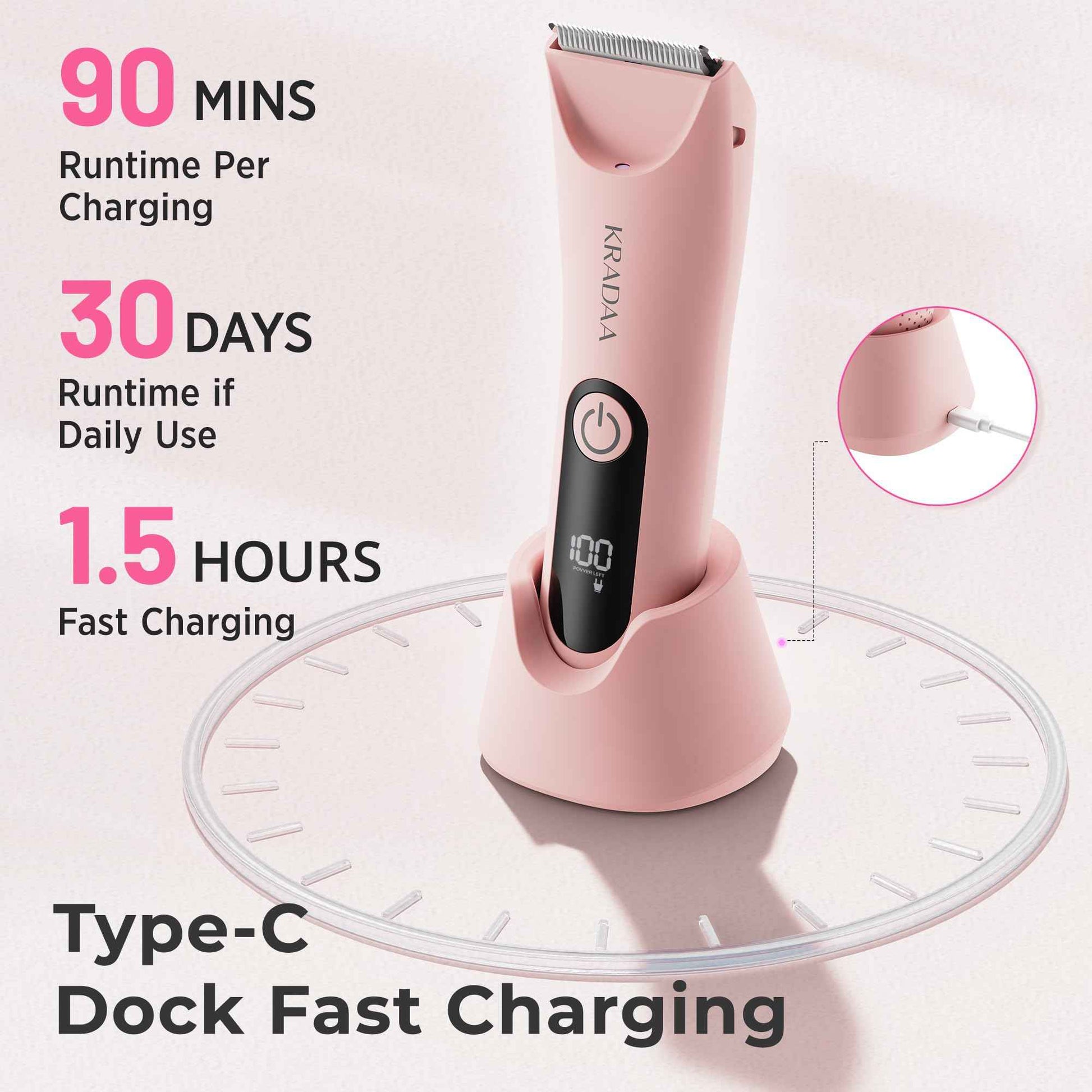 Bikini Trimmer for Women Pubic Hair: Rechargeable Eletctric Razors for Women - Painless Eletctric Shaver - (Blossom Pink)