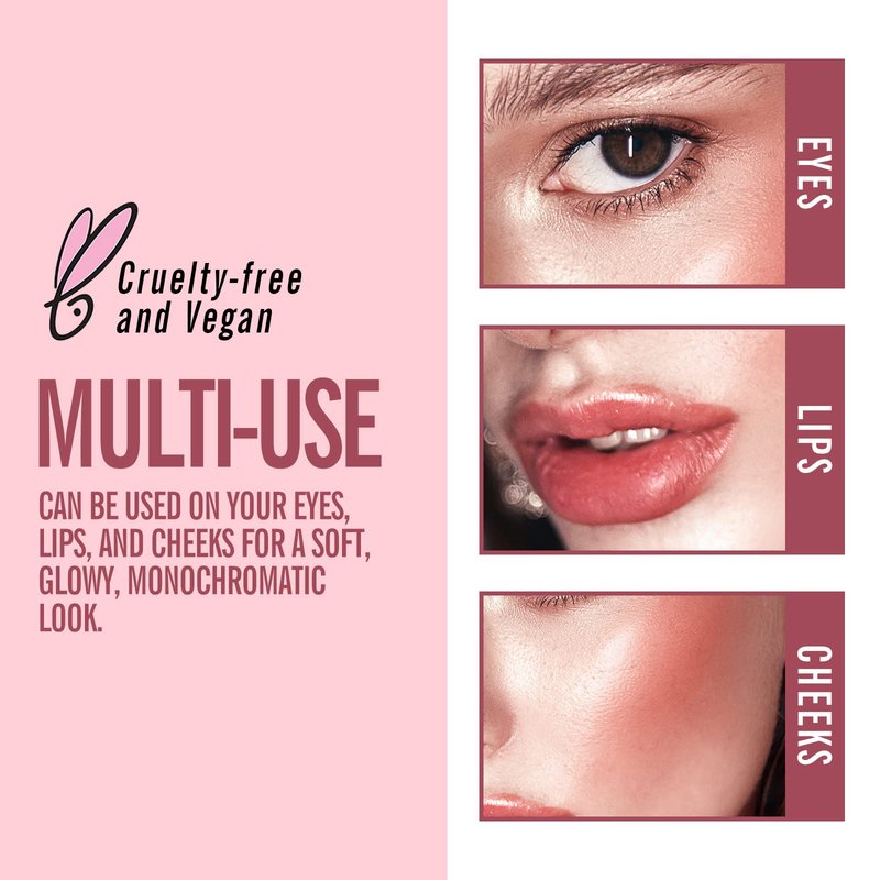 KIMUSE Cosmetics Stick Trio, Blush Stick, Face Moisturizer Balm & Highlighter Makeup