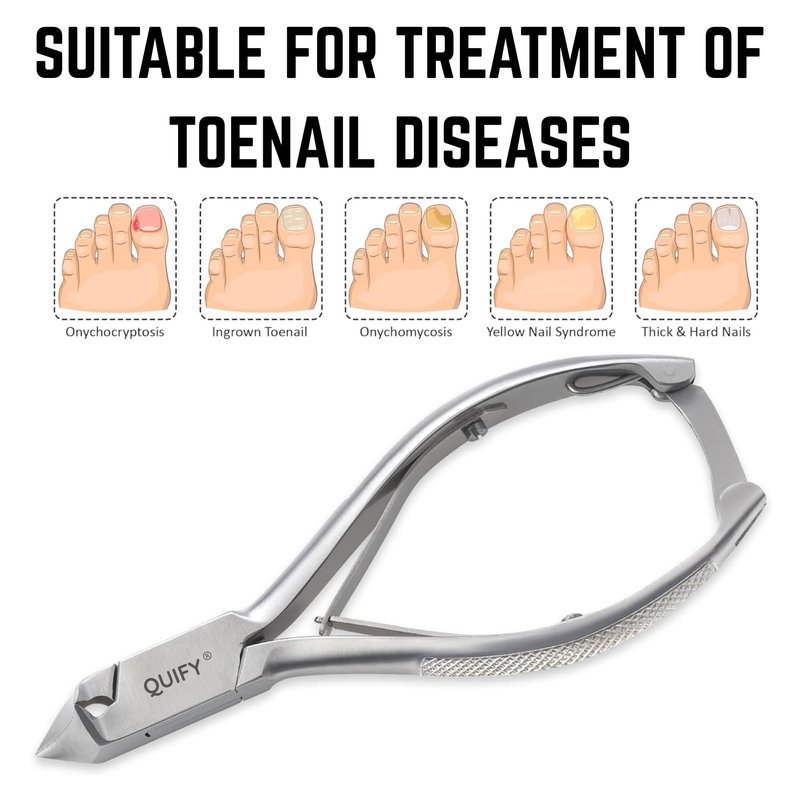 Quify Professional Toenail Cutter - Heavy Duty Stainless Steel Clippers for Thick & Ingrown Nails - Ergonomic, Sharp, and Durable Nail Trimmer for Men & Women - Moon Shape 5.5"