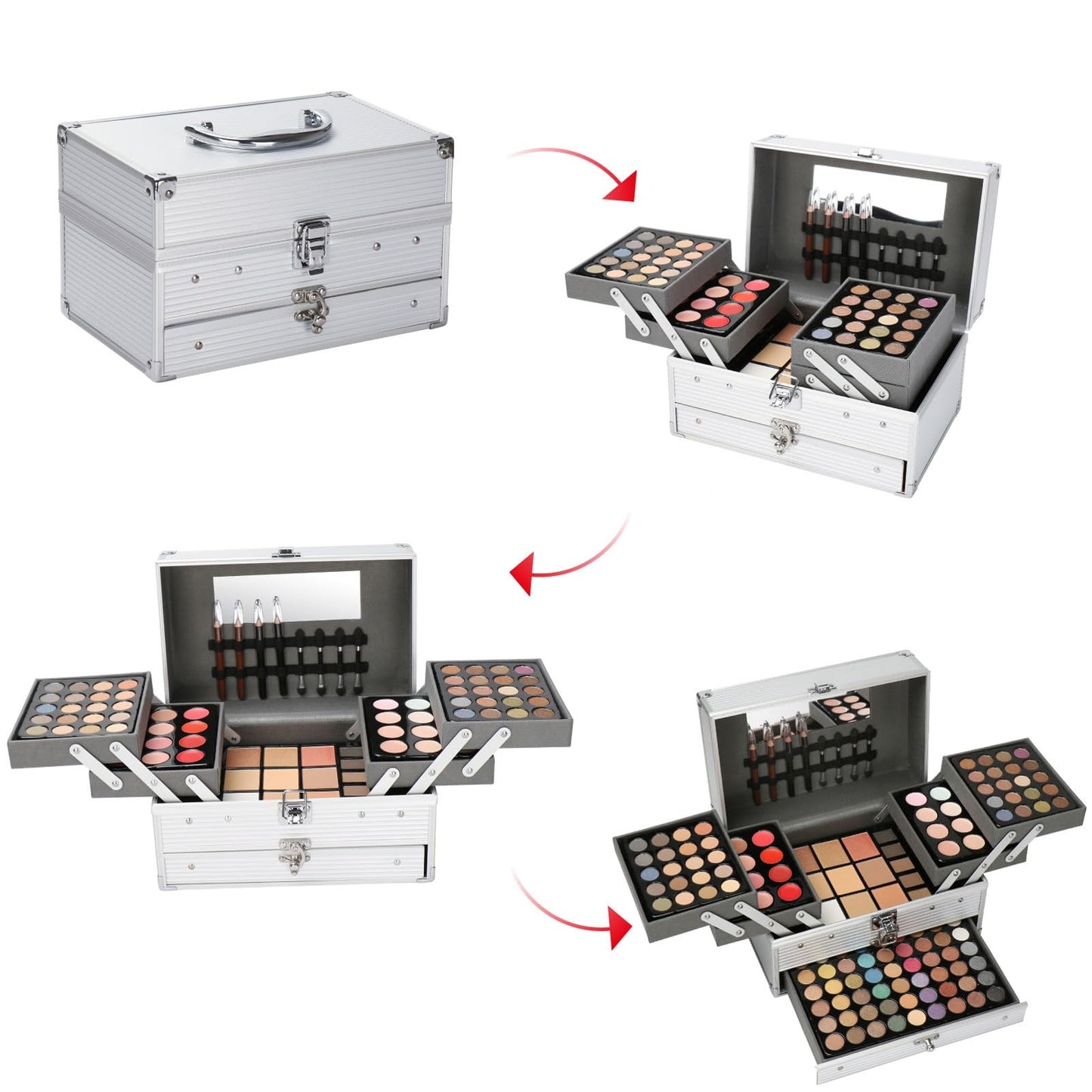 PhantomSky Professional 132 Colors All-in-one Makeup Palette Cosmetic Contouring Kit Combination with Eyeshadow, Cream Concealer, Eyebrow Powder, Lip Gloss Blusher and Pressed Powder