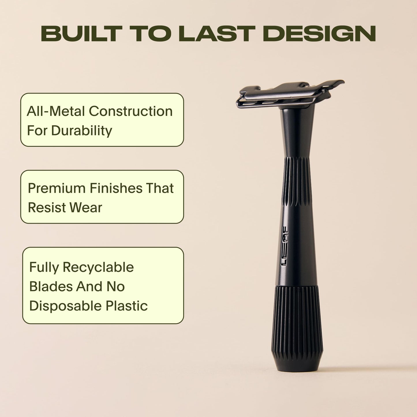 Leaf Thorn Razor by Leaf Shave, All-Metal Single Blade Razor for Men and Women, Fixed Head with Magnetic Load Assist, Includes 5 Stainless Steel Blades - Face Shaving and Coarser Hair