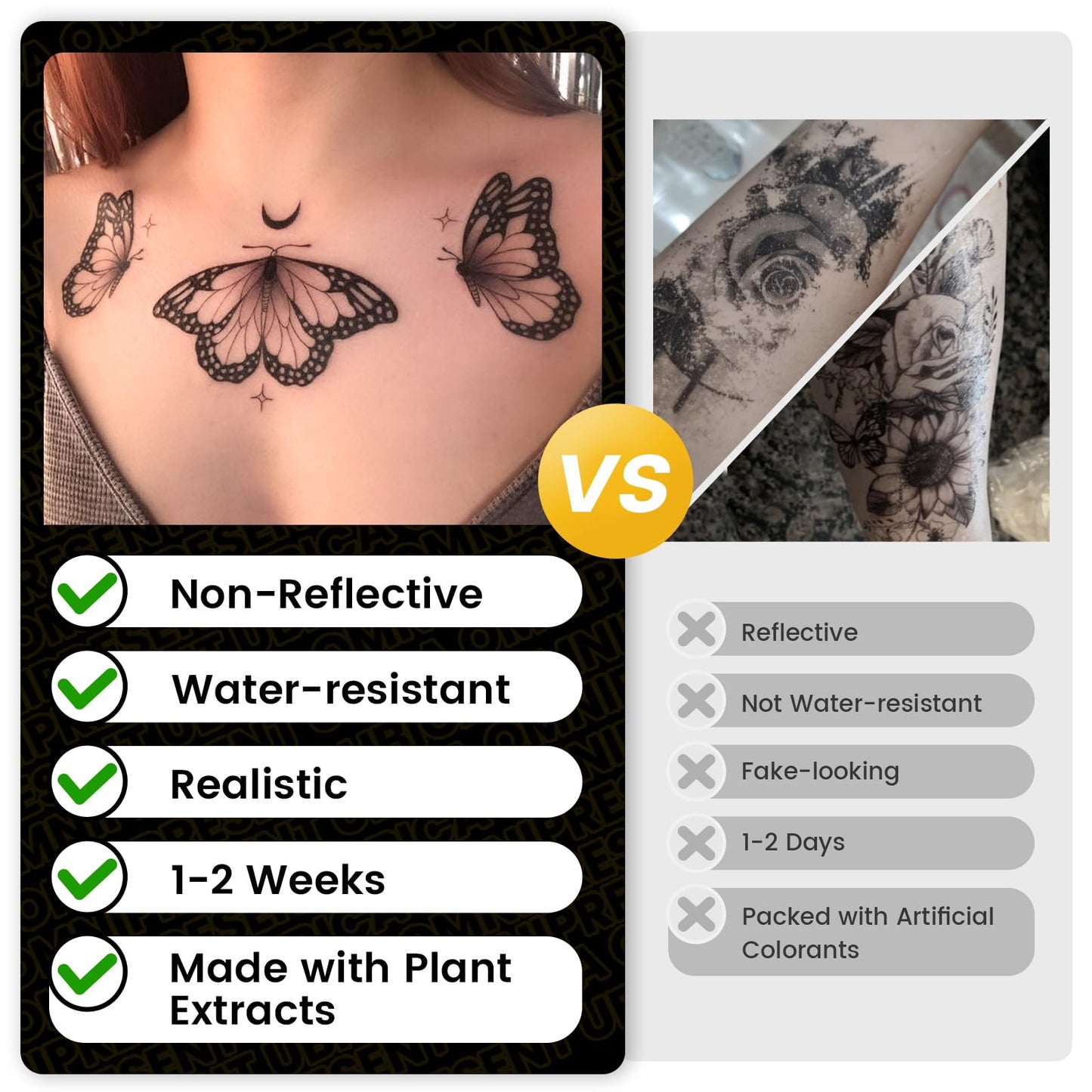 UBICA Semi Permanent Tattoo, 2 Sheets 96 Tiny Cross Temporary Tattoo for Finger Hand, Minimalist Black Christian Religious Fake Tattoos Stickers for Men Women Adult, Lasts 7-15 Days Waterproof