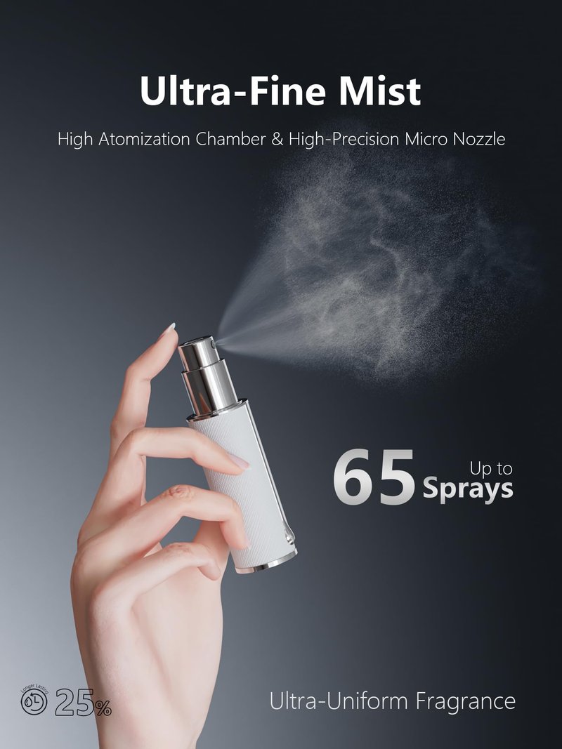 Travalo AQUA Refillable Perfume Atomizer, 5ml Travel Perfume Bottle with Easy Bottom Refill, Leak-Proof Mini Cologne Sprayer, TSA-Approved Pocket Fragrance Spray for Women & Men,1 Piece (White)