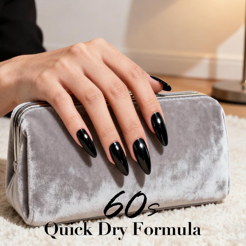 AZUREBEAUTY Black Nail Polish, Quick Dry Complete Natural Super Lustrous，10ml Professional for DIY Manicure and Pedicure at Home