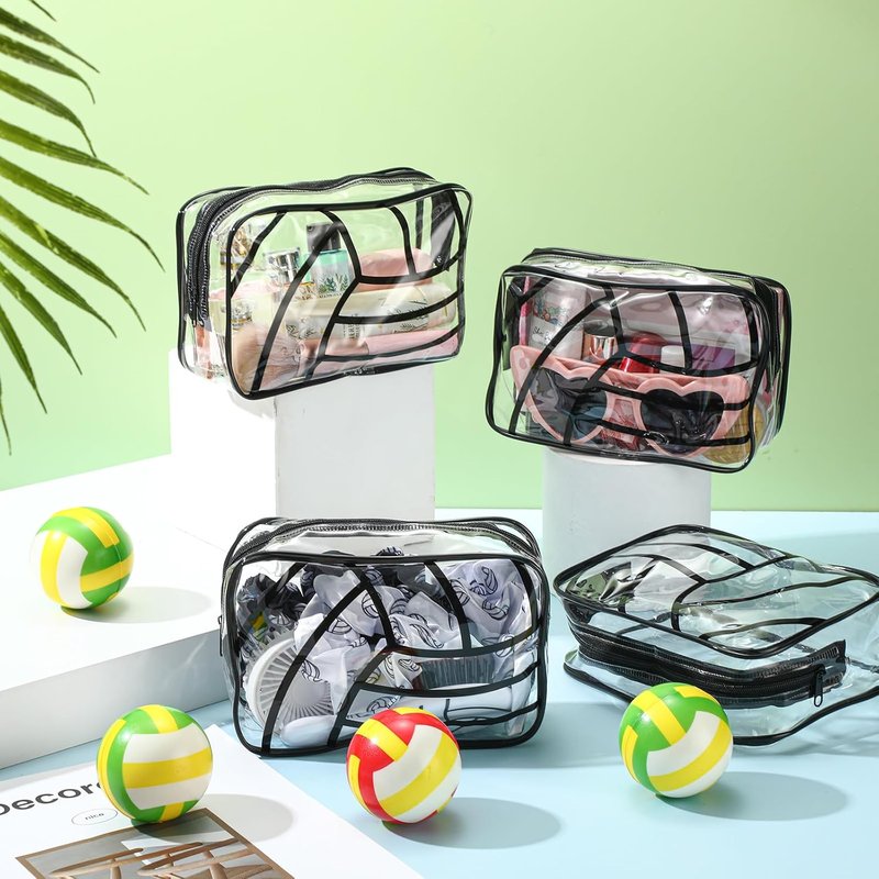 Reginary Volleyball Gift Bags - Clear PVC Portable Makeup & Cosmetics Organizer | Waterproof Pouch 7 x 4.3 x 2.4 Inches