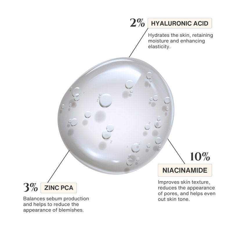Harmony Pore Minimizer Serum for Face - 10% Niacinamide + 2% Dual Hyaluronic Acid + 3% Zinc PCA | Hydrating, Pore Minimizer & Oil Control Serum | Refines Texture. Fragrance-Free. 2fl oz.