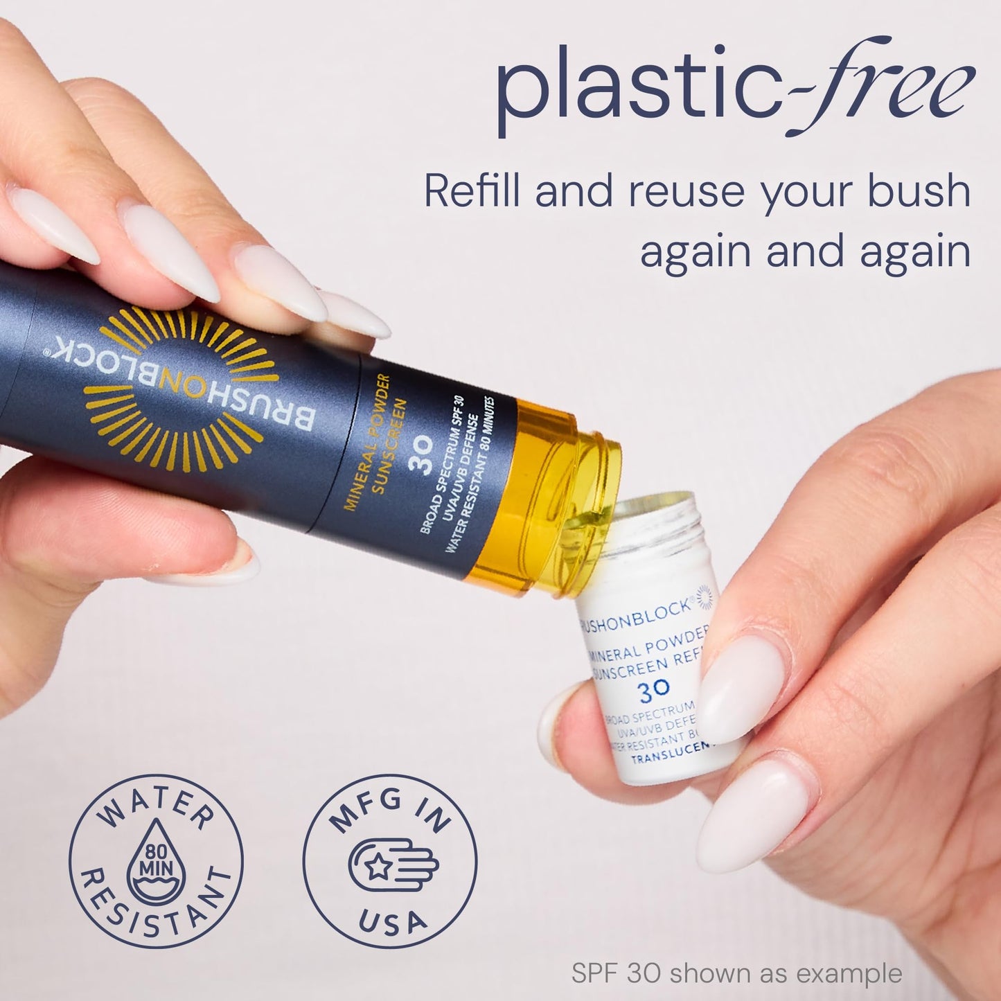 Brush On Block Mineral Sunscreen Powder Refill, Natural Broad-Spectrum SPF 50, Safe for Sensitive Skin, UVA UVB Face Protection, Reef Friendly (Translucent - Refill)