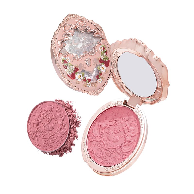 Flower Knows Strawberry Rococo Embossed Blush,Berry Pink Matte Powder Blush for Cheeks,Buildable & Blendable Face Makeup,Soft Long-Lasting Cute Make Up for Women & Girls,0.17 Oz(05 Berry Mary)