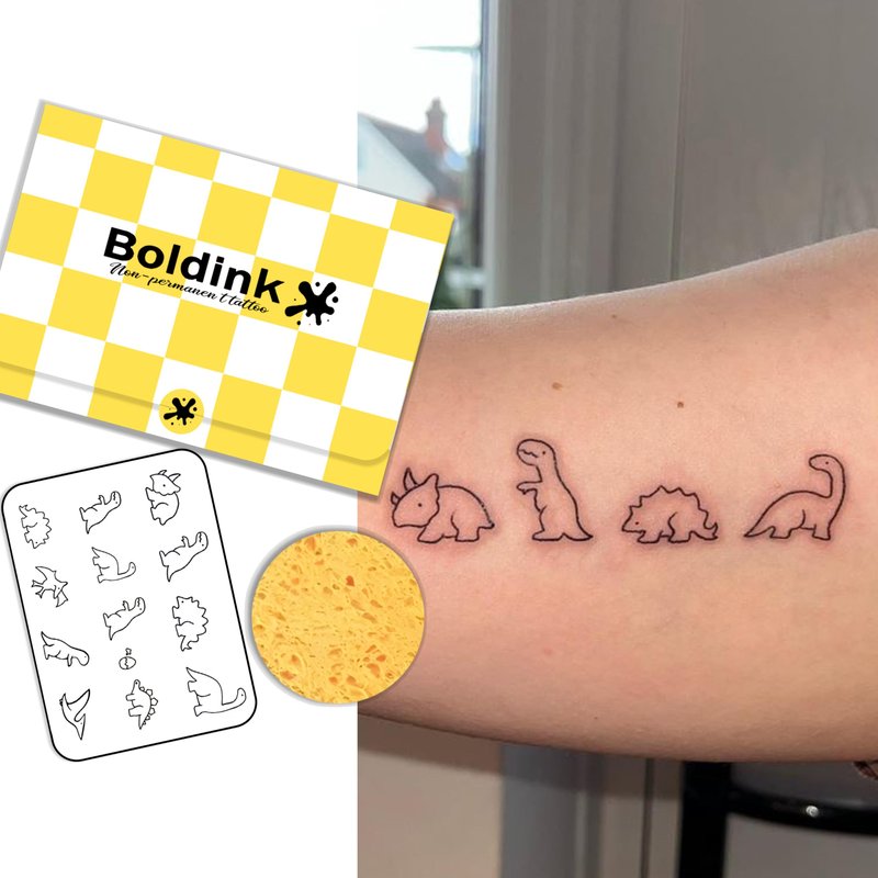 Boldink Semi-permanent Tattoos,Realistic Fake Tattoos,Last 7-15 Days,Waterproof Non-reflective Temporary Tattoo Stickers,Cruelty-free,Uniquely Designed Exquisite Packaging(Dinosaurs)