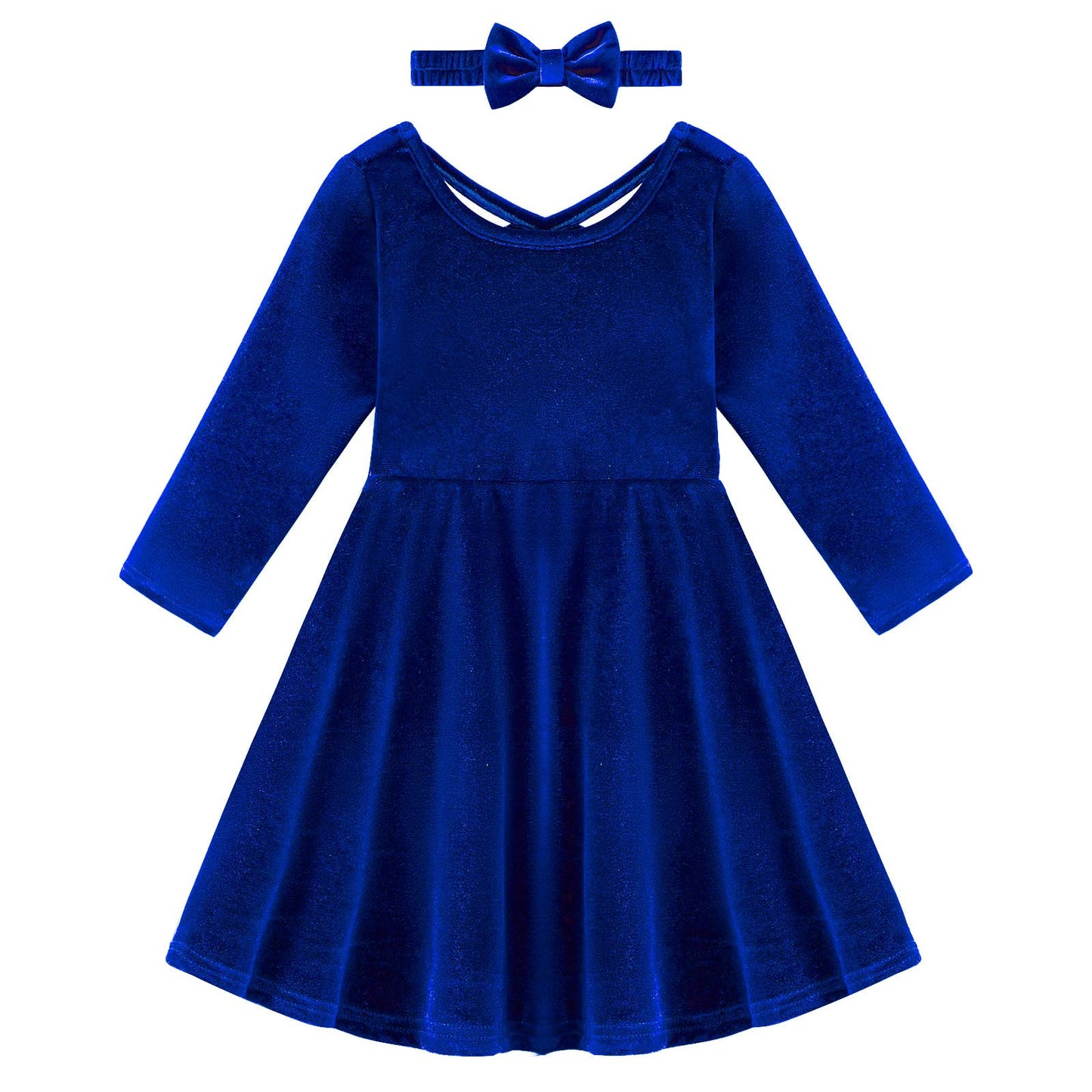 Weixinbuy Toddler Girl Fall Winter Clothes Outfit Baby Girl Velvet Twirl Dress Long Sleeve Pocket Swing Party Dress for Girl