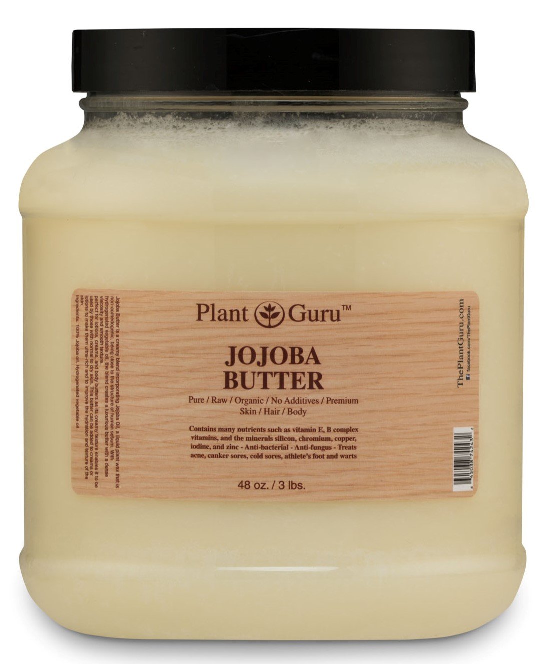 Jojoba Body Butter 3 lb. 100% Pure Raw Fresh Natural Cold Pressed. Skin Body and Hair Moisturizer, DIY Creams, Balms, Lotions, Soaps.