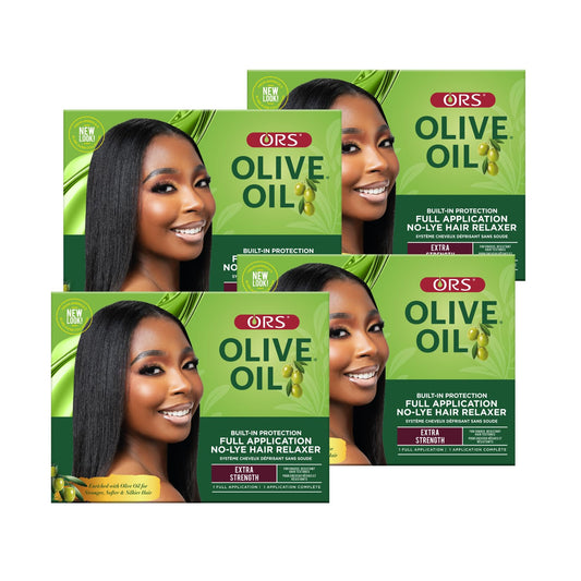 ORS Olive Oil Built-In Protection Full Application No-Lye Hair Relaxer Extra Strength (Pack of 4)