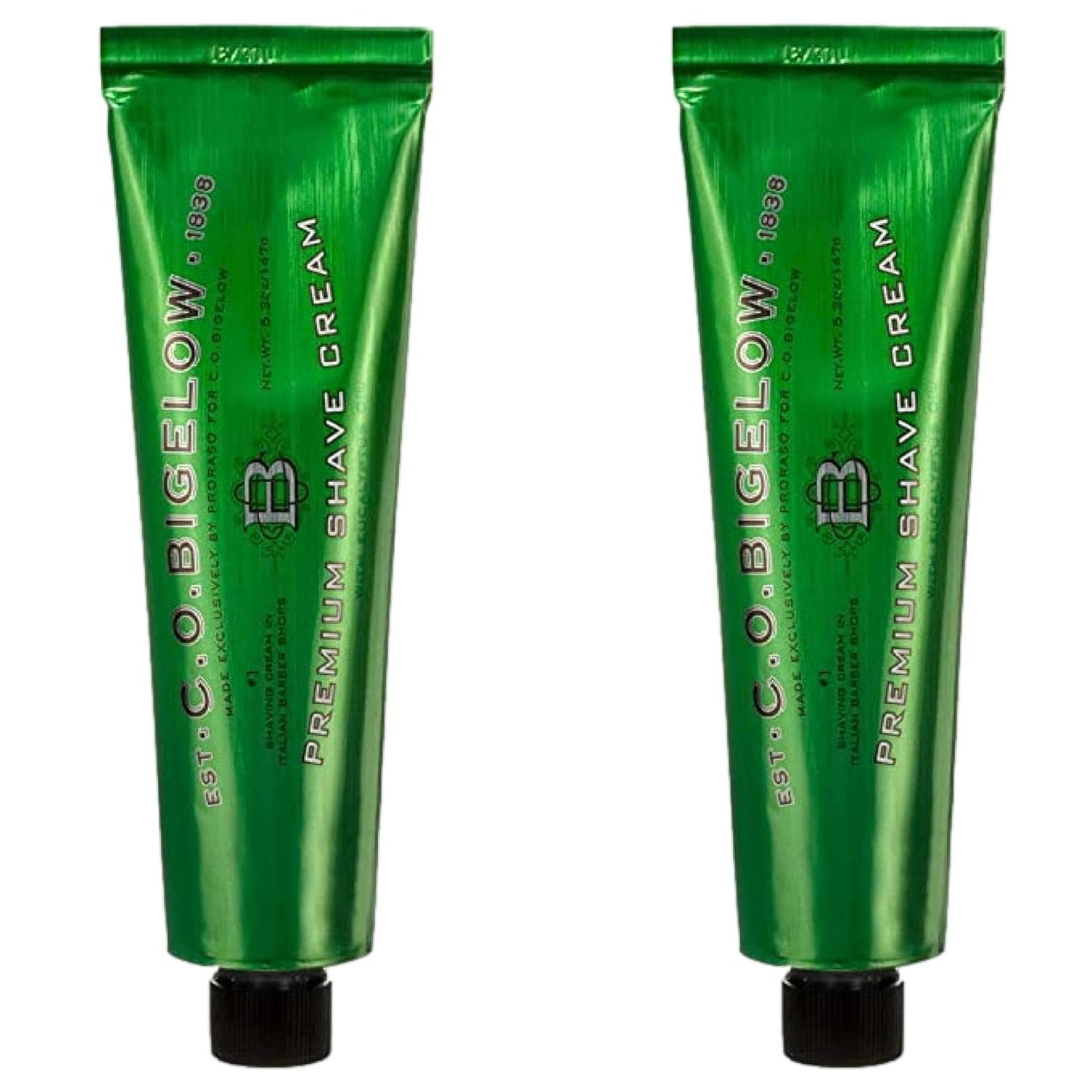 C.O. Bigelow Shaving Cream - Eucalyptus Oil for Sensitive Skin | 2 Pack, 5.2 oz Each