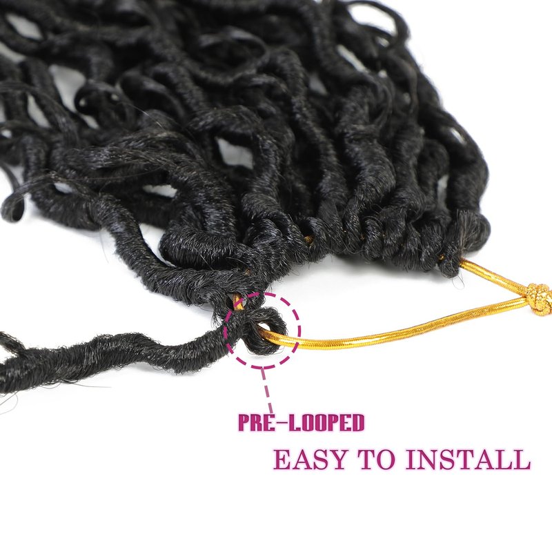 8 Packs Goddess Faux Locs Crochet Hair for Black Women, Long Goddess Locs Crochet Hair, Boho Style Locs, River Hair with Curly Ends (22Inch, 1B#, 8Packs)