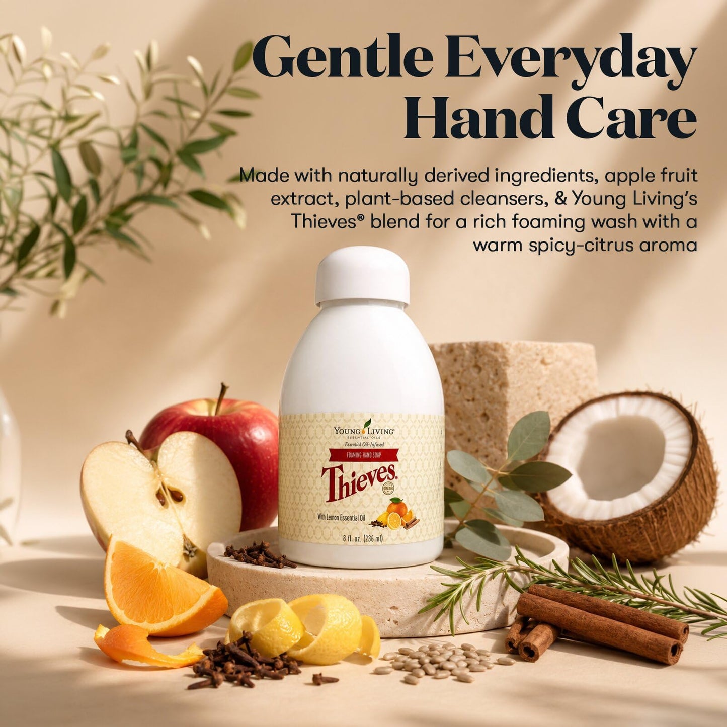 Thieves Foaming Hand Soap with Aloe & Ginkgo Biloba | Gentle, Plant-Based Formula for Moisturizing & Thorough Cleaning | Infused with Young Living's Thieves Premium Essential Oil Blend for Soft Skin