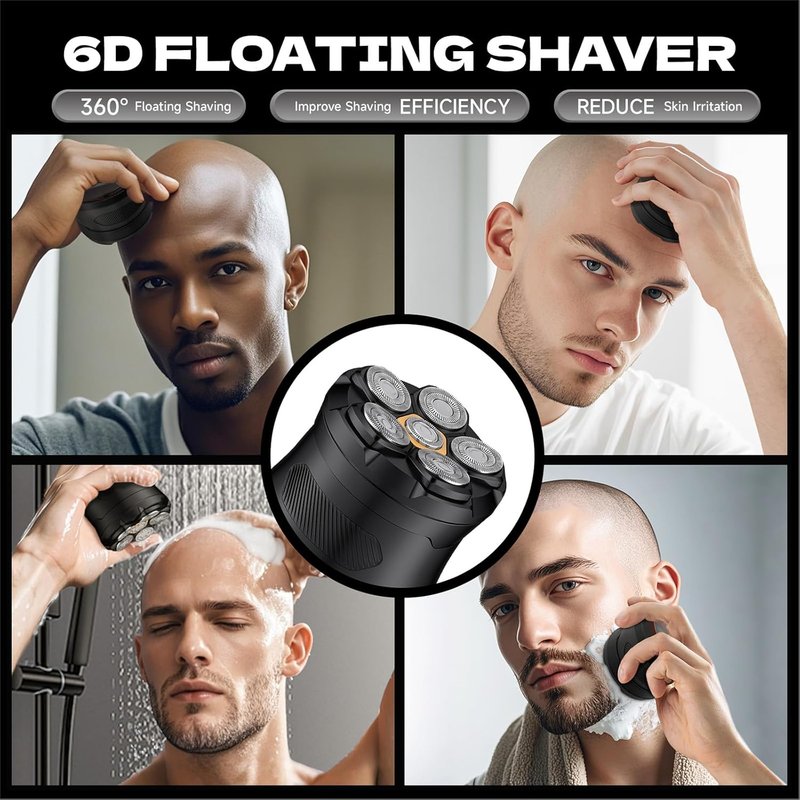 Bald Hair Clipper - Magnetic Six-Blade Trimmer for Smooth Shaving | USB Rechargeable, Easy Clean, Two-Speed Settings