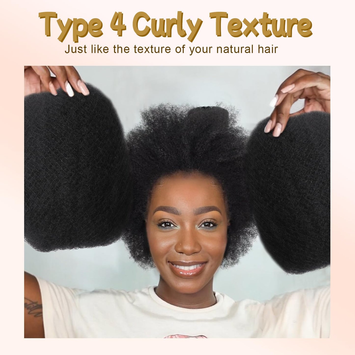 Afro Kinkys Bulk Human Hair 16 Inch 50g 4c Kinky Curly Bundles Braiding Hair(1B, 16 Inch(Pack of 1))