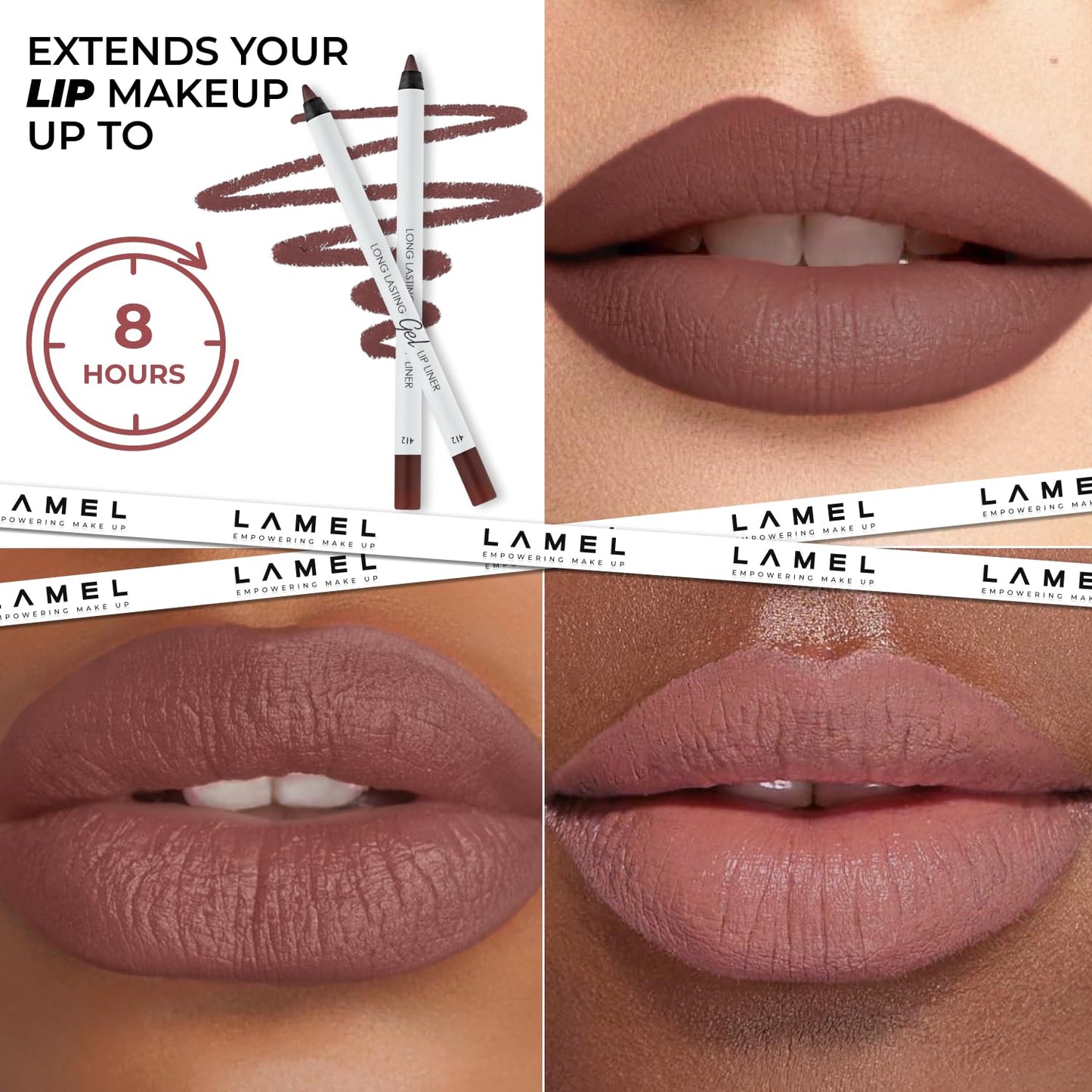 Lamel Gel Lip Liner Pencil – 5 Pack – 2-in-1 Waterproof Lip Liner Set