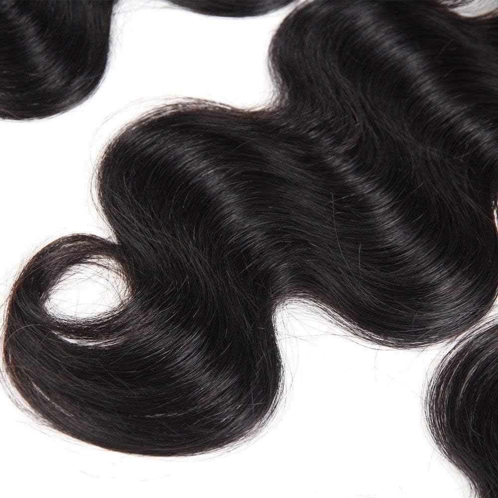 Body Wave Frontal 13x4 HD Transparent Lace Frontals With Bangs Baby Hair 100% Remy Human Hair 150% Density Natural Color (14 Inch)