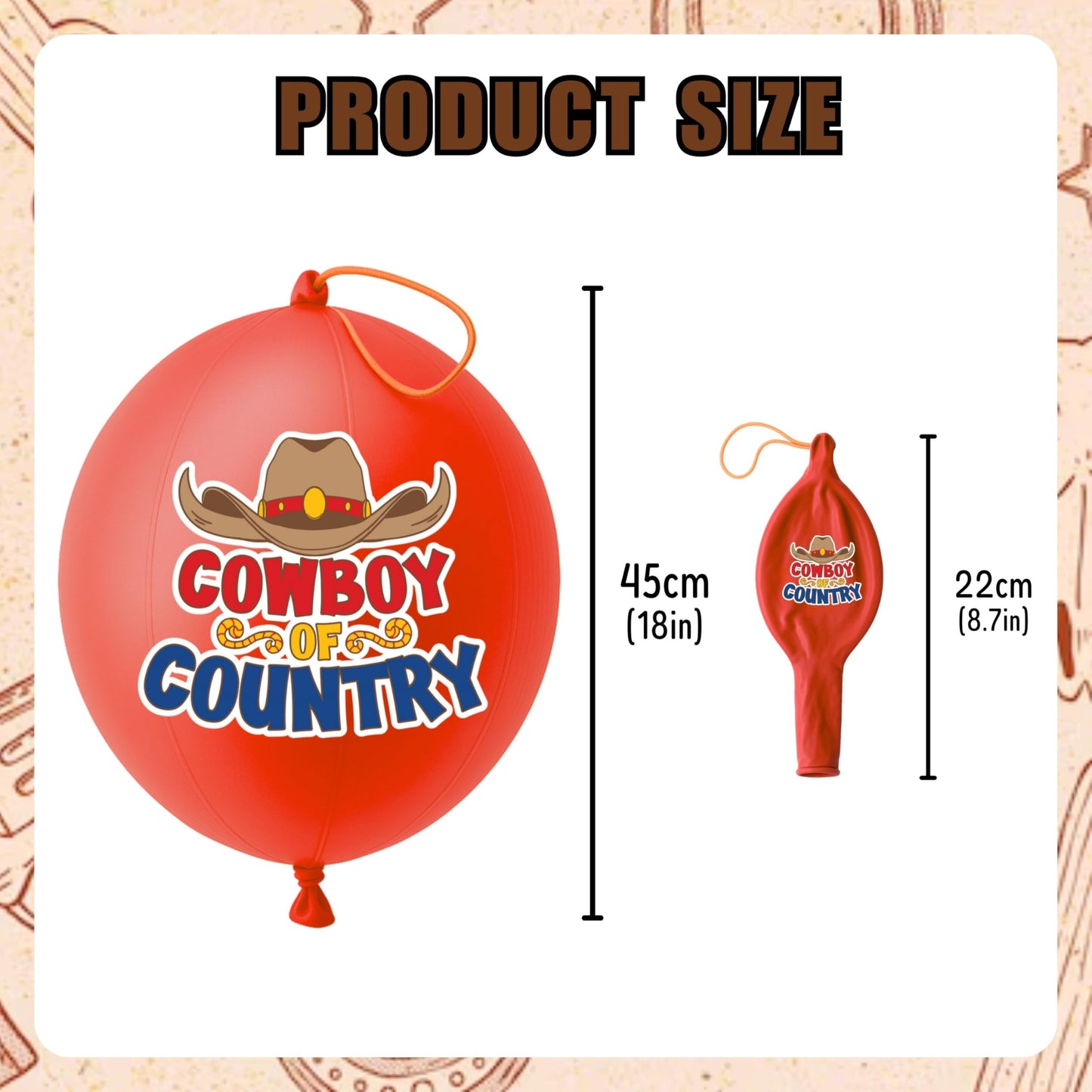 72 PCS Cowboy Party Favors for Kids – 48 Pre-Cut Temporary Tattoos & 24 Cowboy Punch Balloons Themed Birthday Party Decorations Supplies Favors Gifts, Goodie Bag Fillers, Classroom Rewards