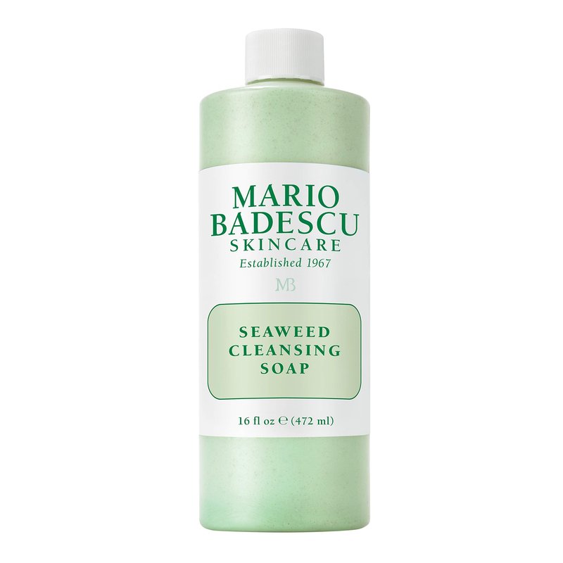 Mario Badescu Seaweed Cleansing Soap for All Skin Types |Creamy Cleanser that Gently Exfoliates |Formulated with Seaweed Grains & Bladderwrack Extract| 16 FL OZ