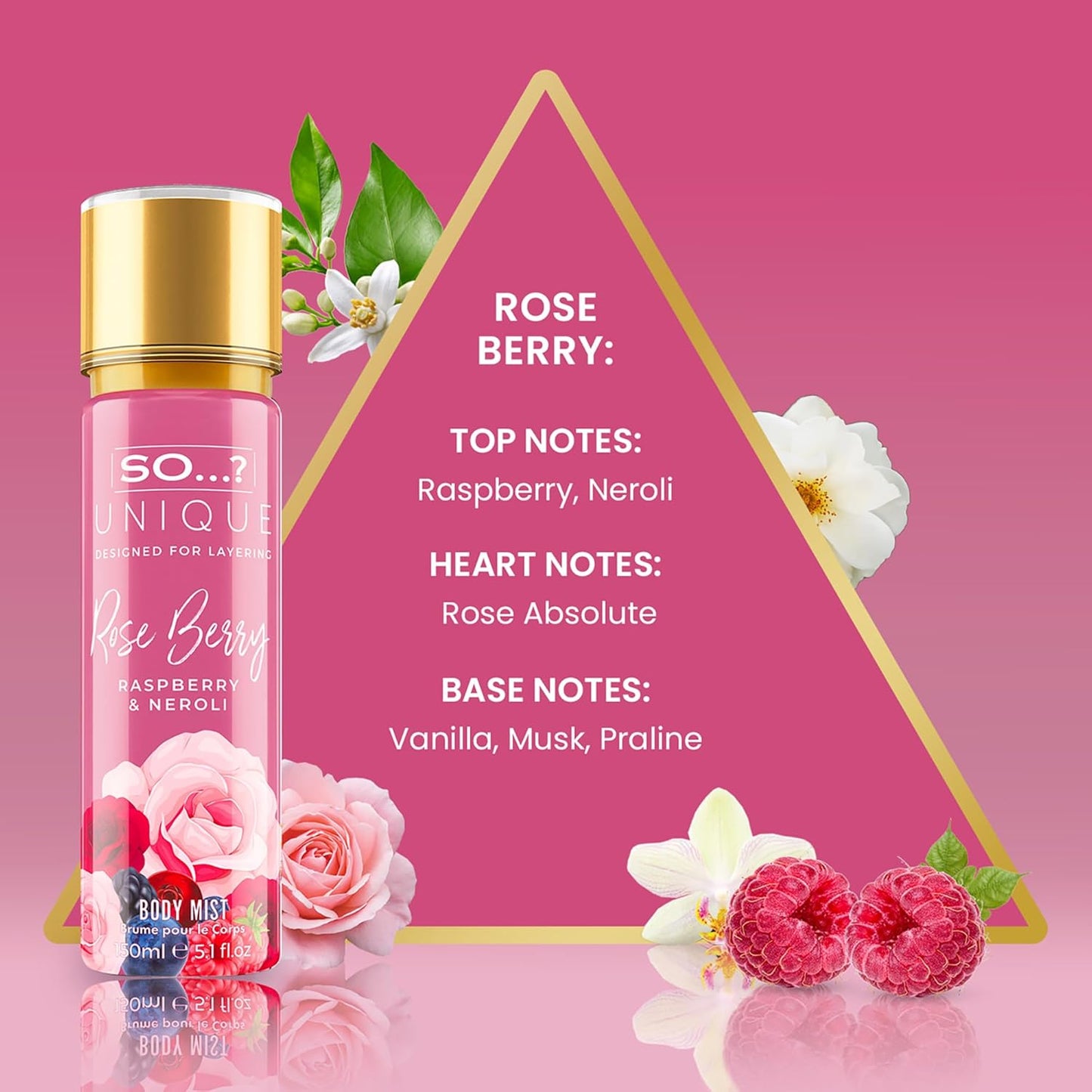 Rose Berry Body Mist for Women - Unique Fragrance | 5.1 oz - Pack of 3