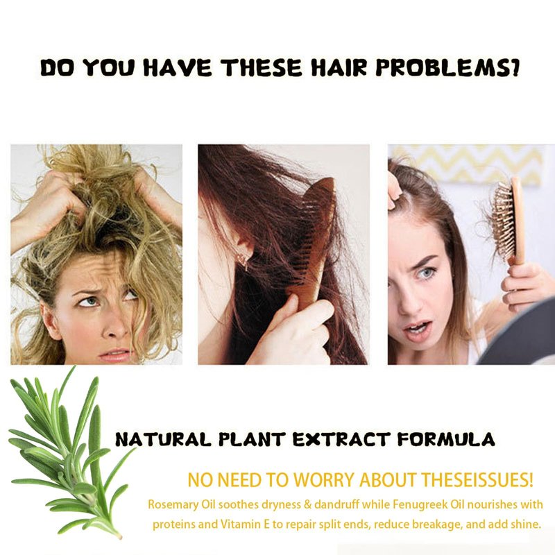 Minnah Hair Growth Oil, Extra Strength Rosemary Fenugreek Castor Oil, Natural Herbal Scalps Hair Care, Aceite de Romero para el Cabello (1 PCS)