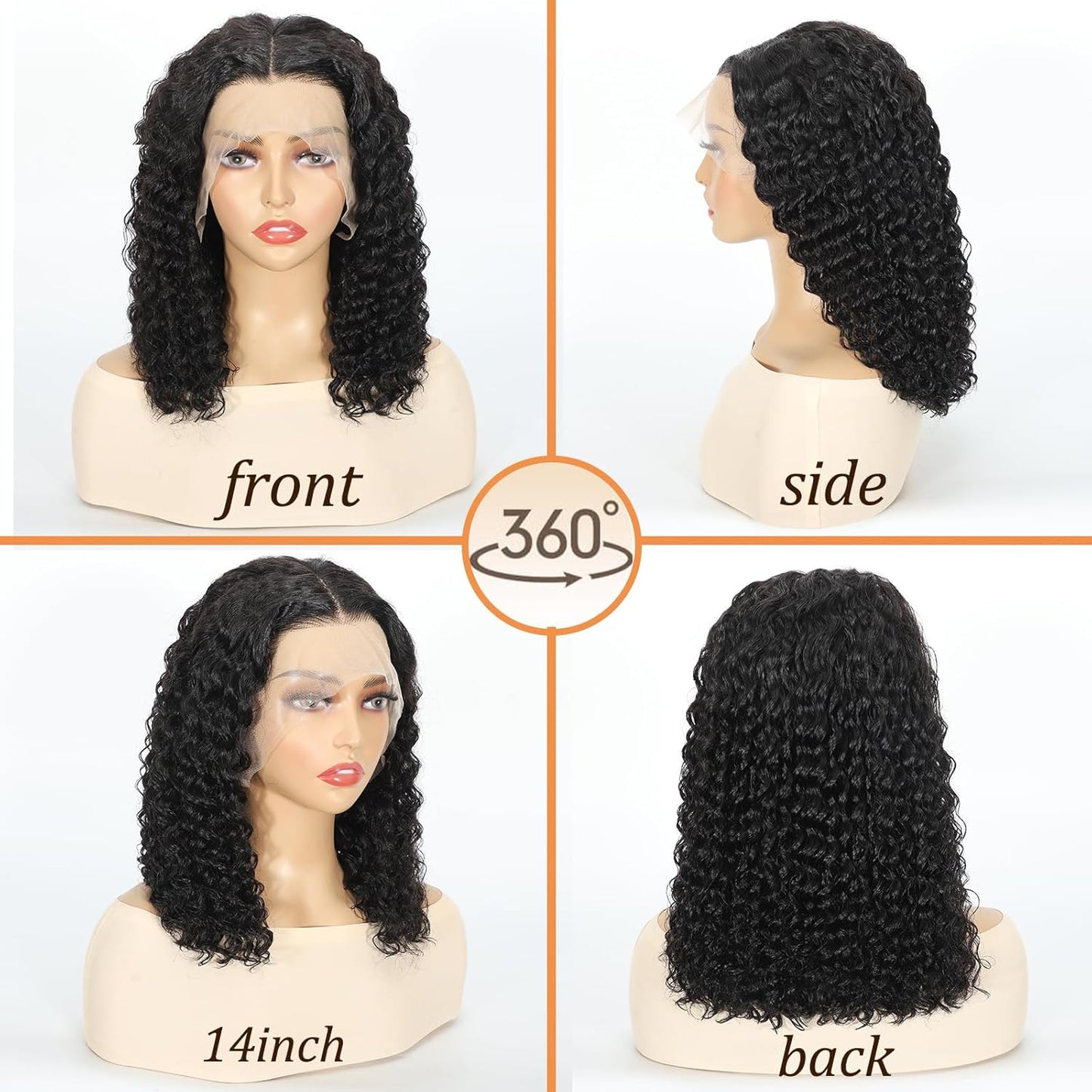 Deep Wave Bob Wig - 13x4 Frontal Lace Human Hair | 220% Density, Short Curly Style for Black Women