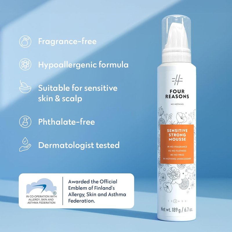 Strong Hold Volumizing Mousse for Fine Hair - Fragrance-Free, Lightweight Styling Foam for Curly Hair | Hypoallergenic, Alcohol-Free, 6.8 oz