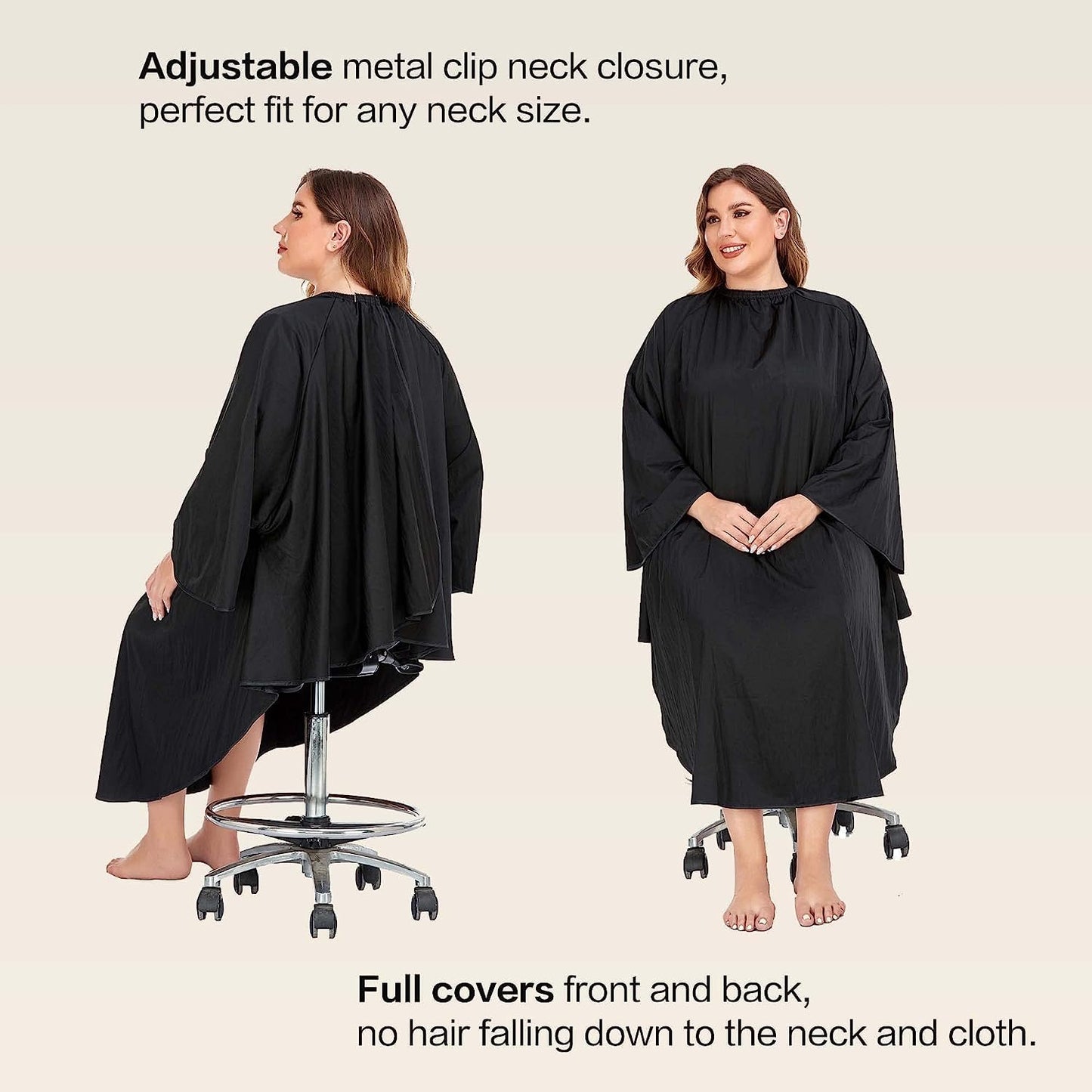 Professional Hair Cutting Cape - Barber Gown with Sleeves | Black Salon Cape