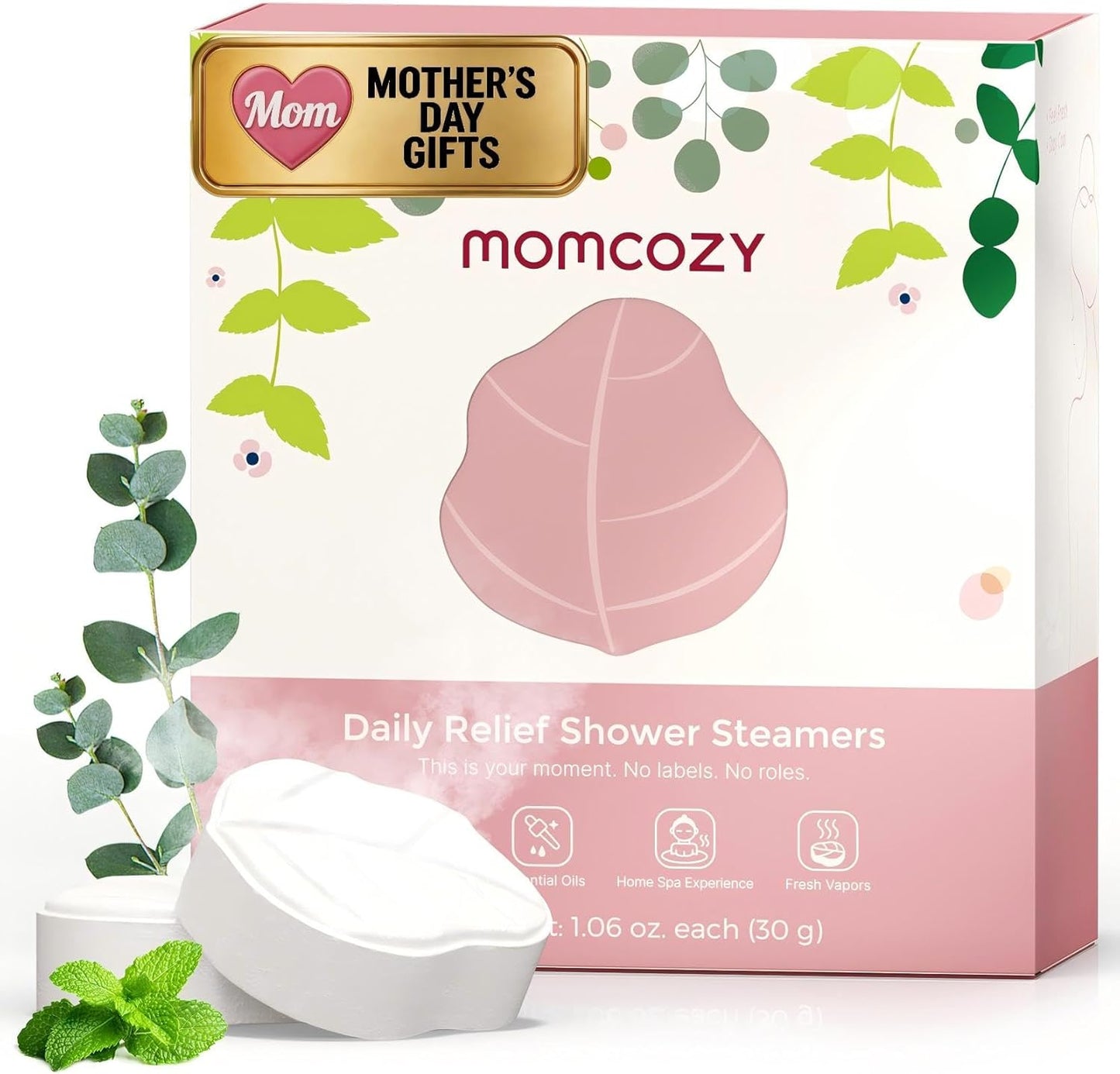 Momcozy 14 Pack Shower Steamers | Aromatherapy Self-Care Gift Set with Peppermint & Eucalyptus for Relaxation - Ideal for Mother's Day & Bridal Showers