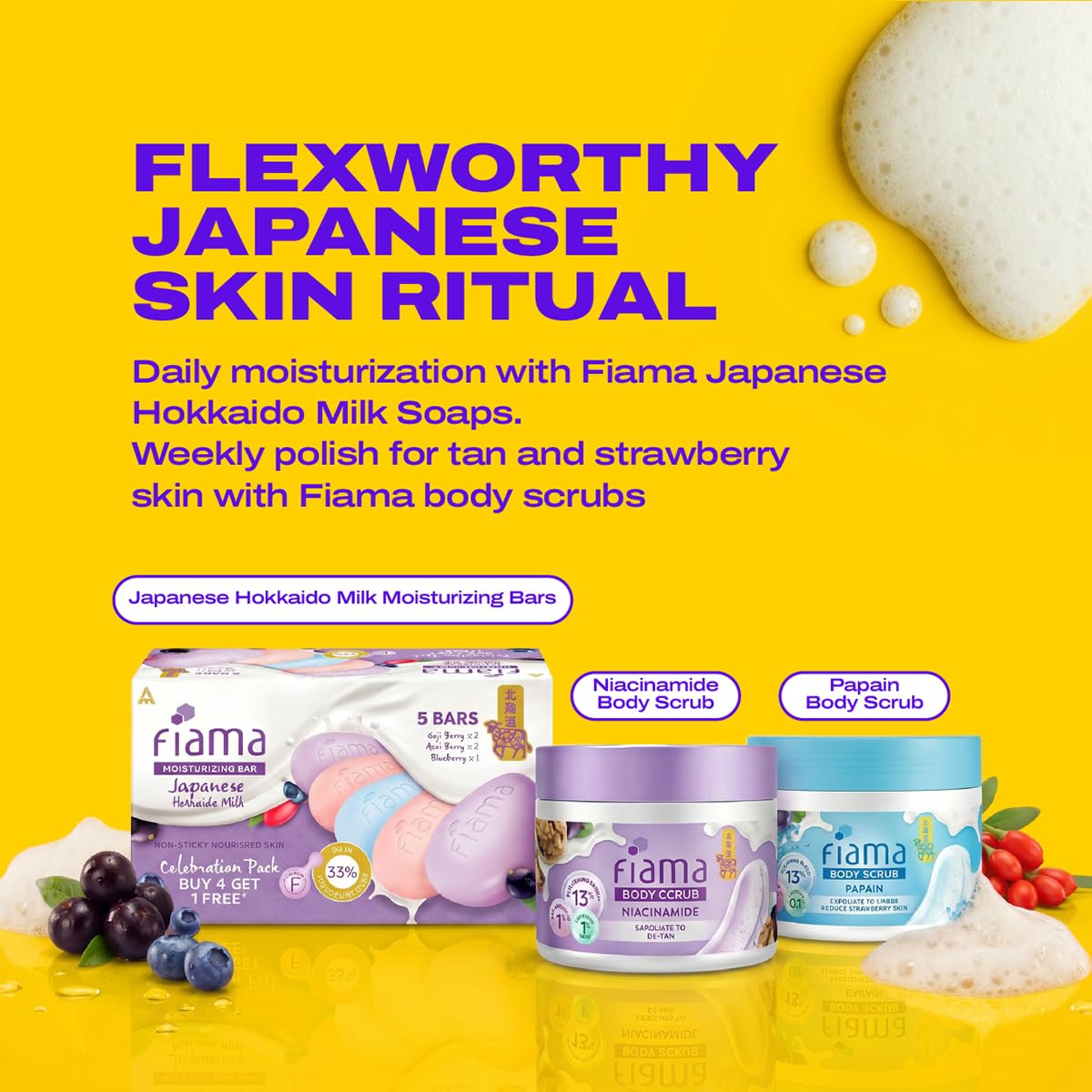 Moisturizing Soap Bars - Japanese Hokkaido Milk & Berries | Celebration Pack of 5