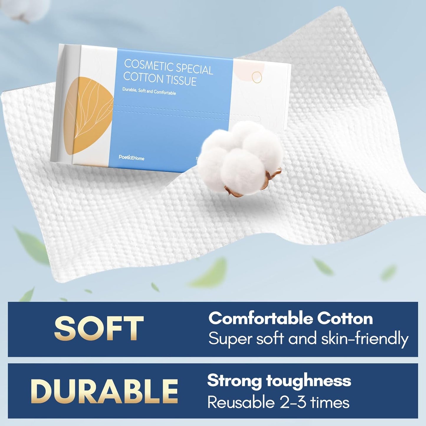 Soft Cotton Tissue Face Towels - Disposable Cleansing Cloths for Sensitive Skin | 3 Pack (300 Count)
