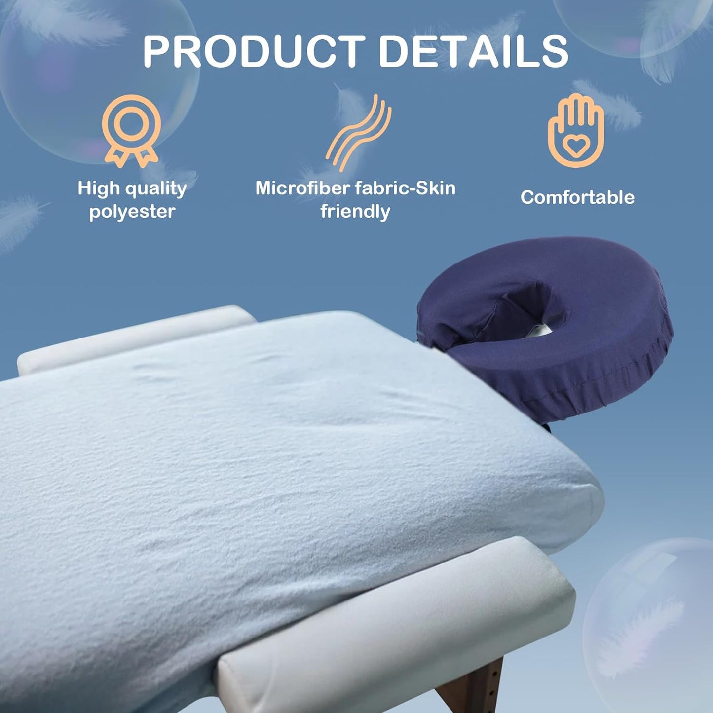 Macarrie 24 Pcs Face Cradle Covers - Soft Microfiber Massage Table Headrest Sheets | Oil-Proof Navy Blue